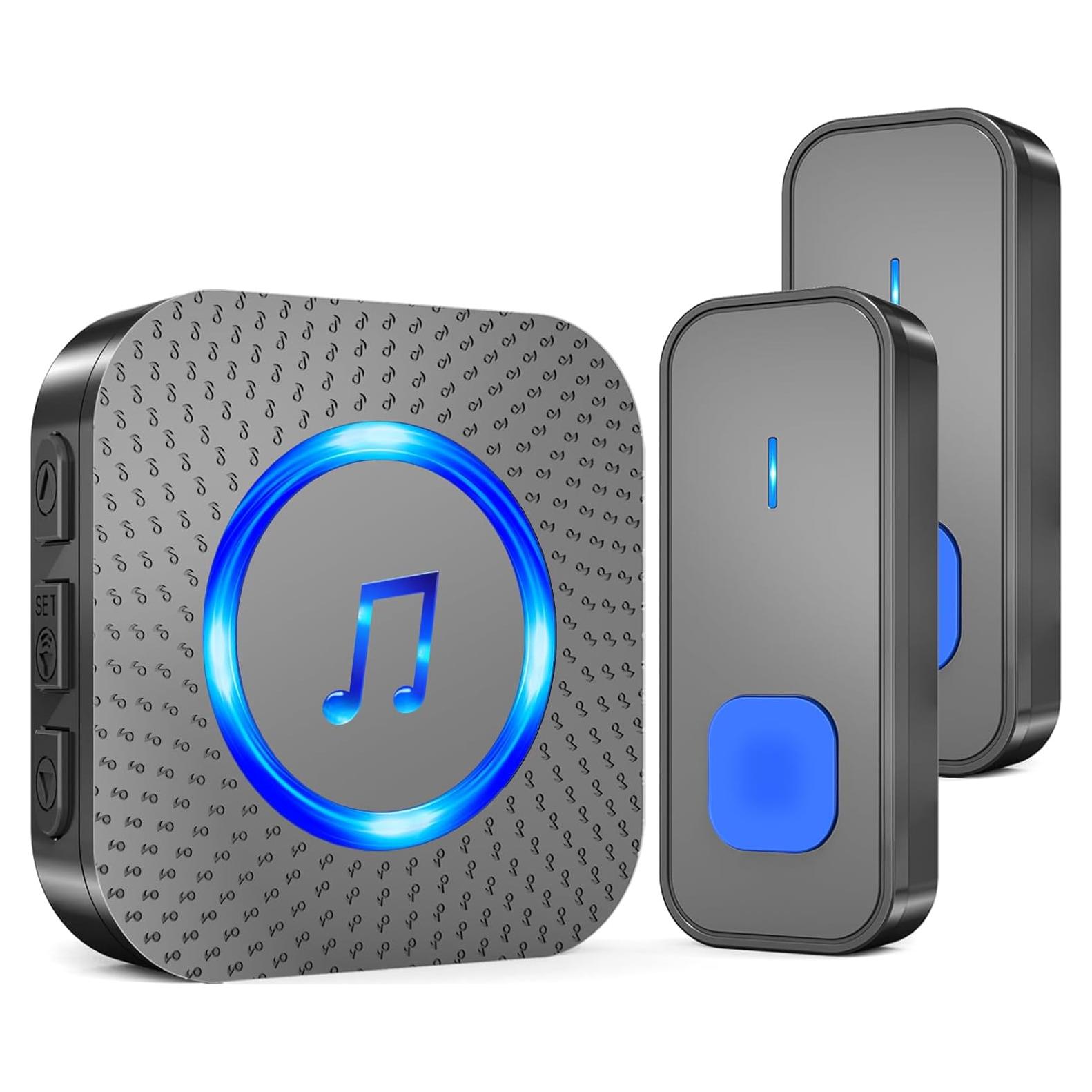 Timbre Inalámbrico SURFOU N128 con 1 Receptor y 2 Botones IP55