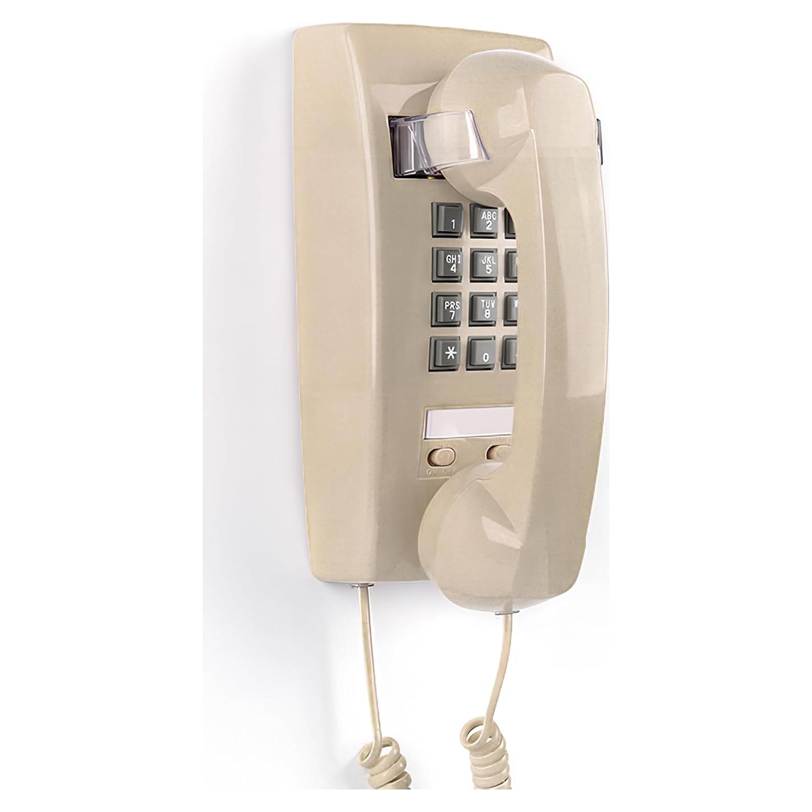 Teléfono de Pared Retro Aokpsrt con Timbre Mecánico Beige