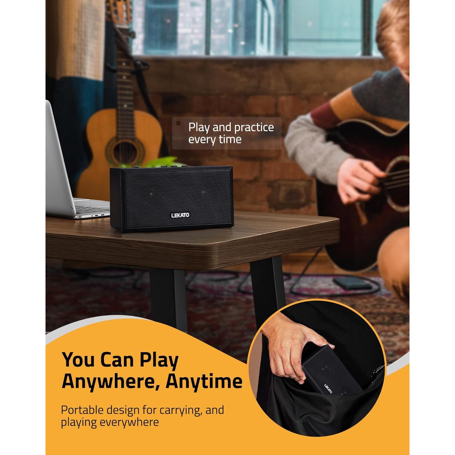 Amplificador de guitarra LEKATO GA-02 5W Bluetooth recargable