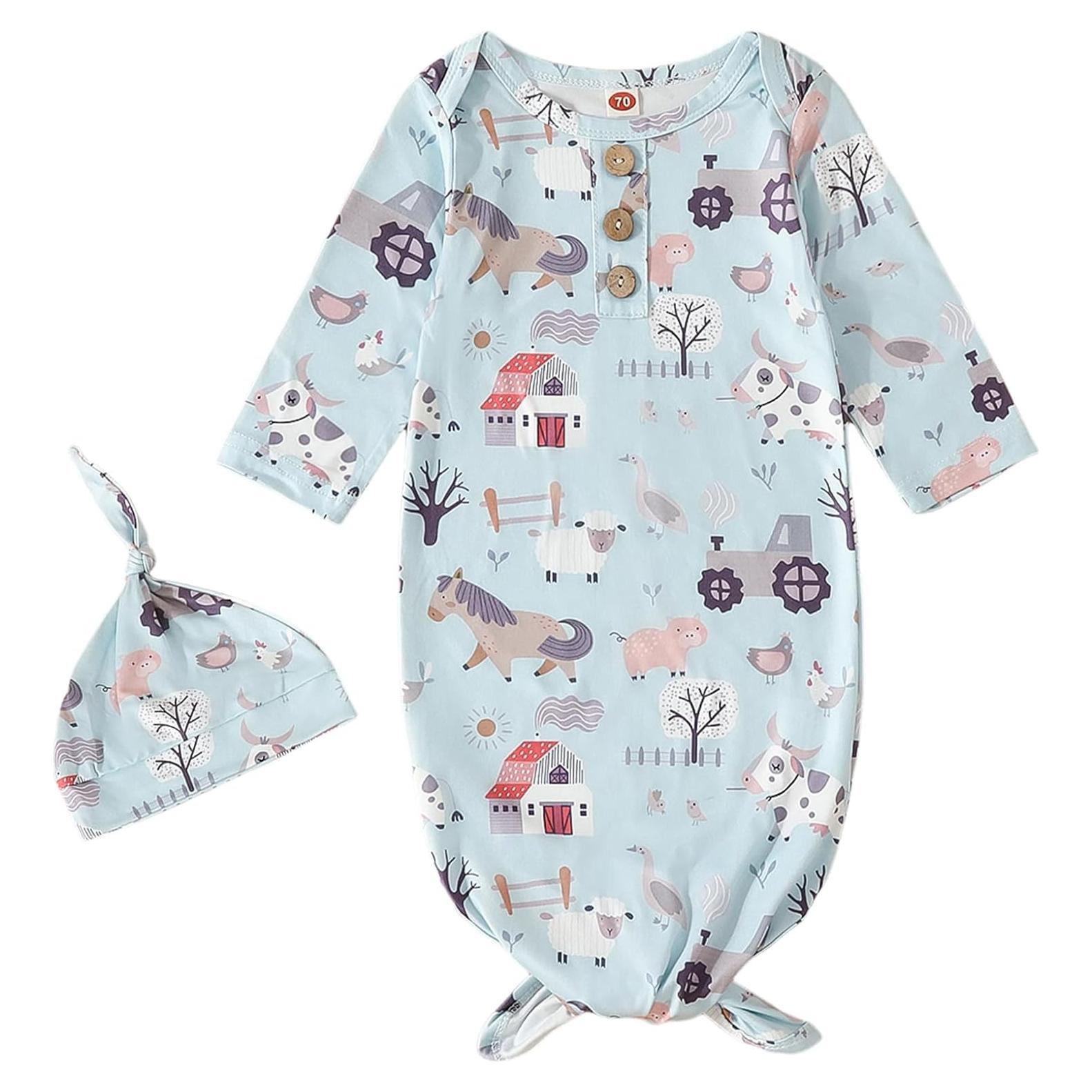 Conjunto de Pijama para Bebé AMAWMW Granja Azul 0-6 Meses