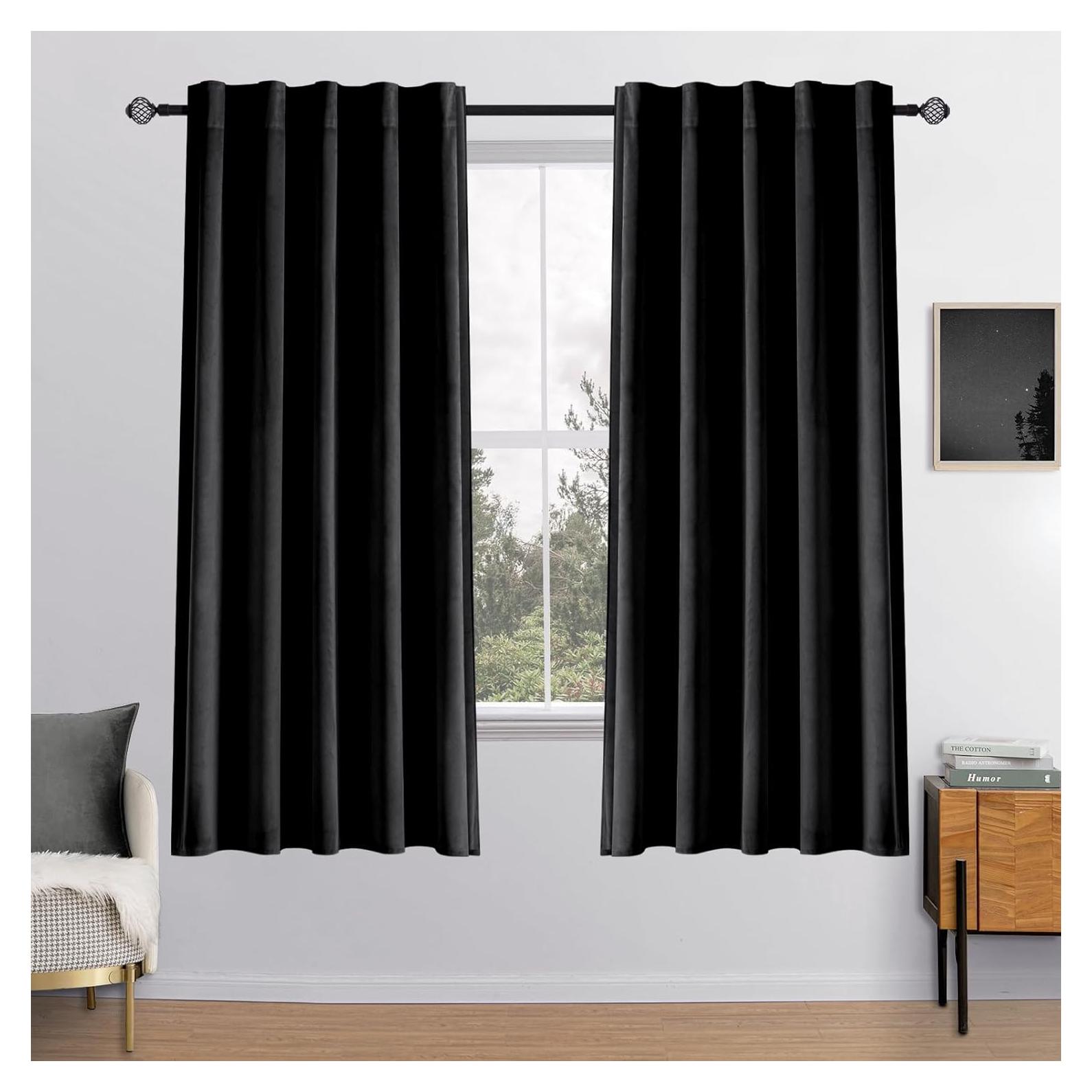 Cortinas de Terciopelo Negro MIULEE 132x160 cm 2 Paneles