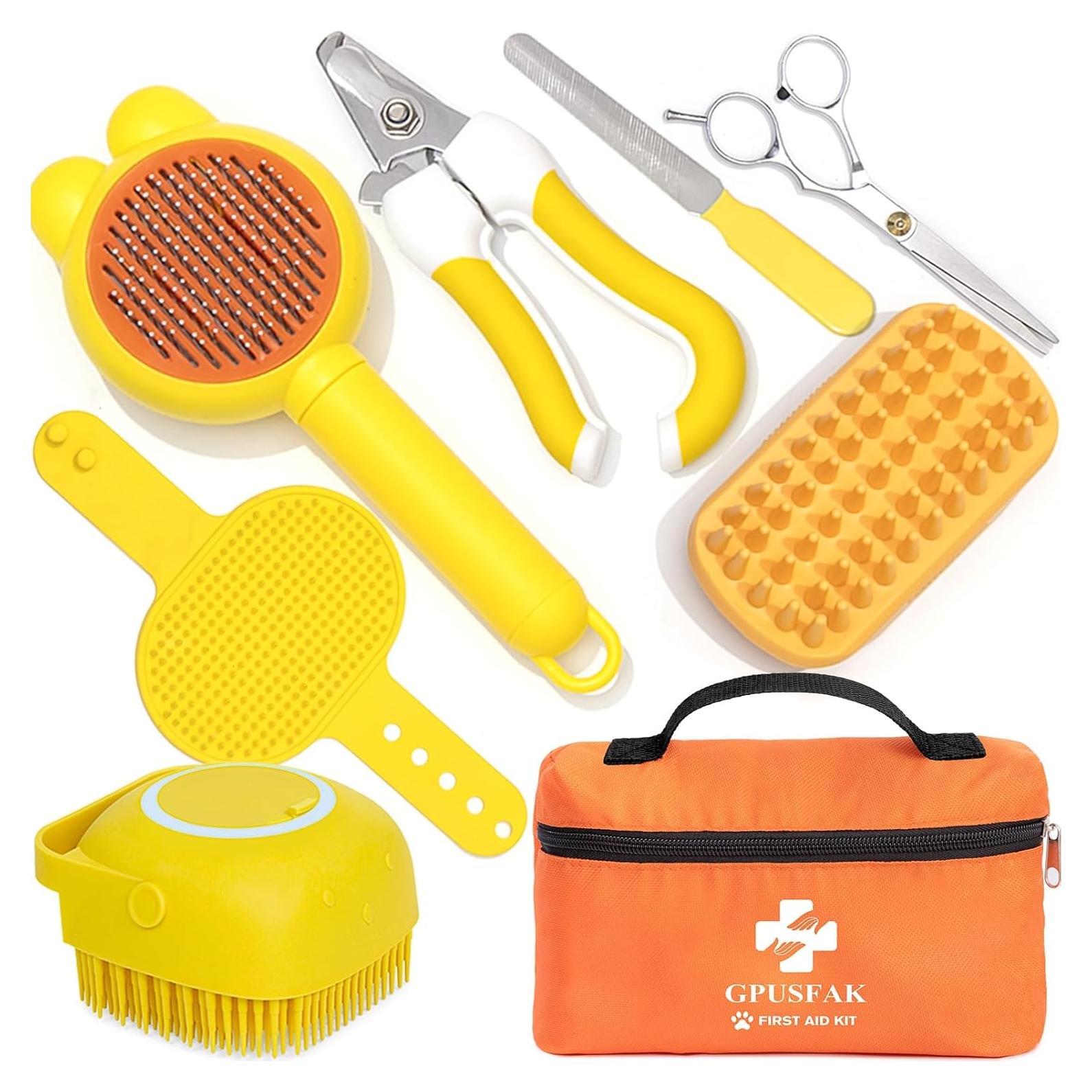 Kit de Aseo para Mascotas 9 Piezas - Cepillo Slicker y Cortador de Uñas