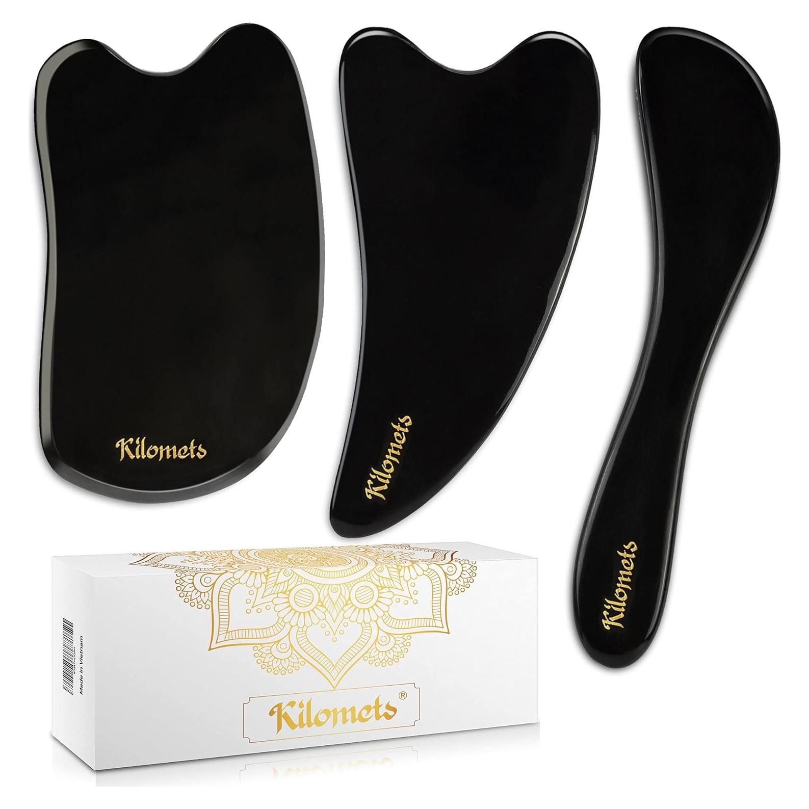 Herramienta de Masaje Gua Sha Kilomets - Drenaje Linfático Negro