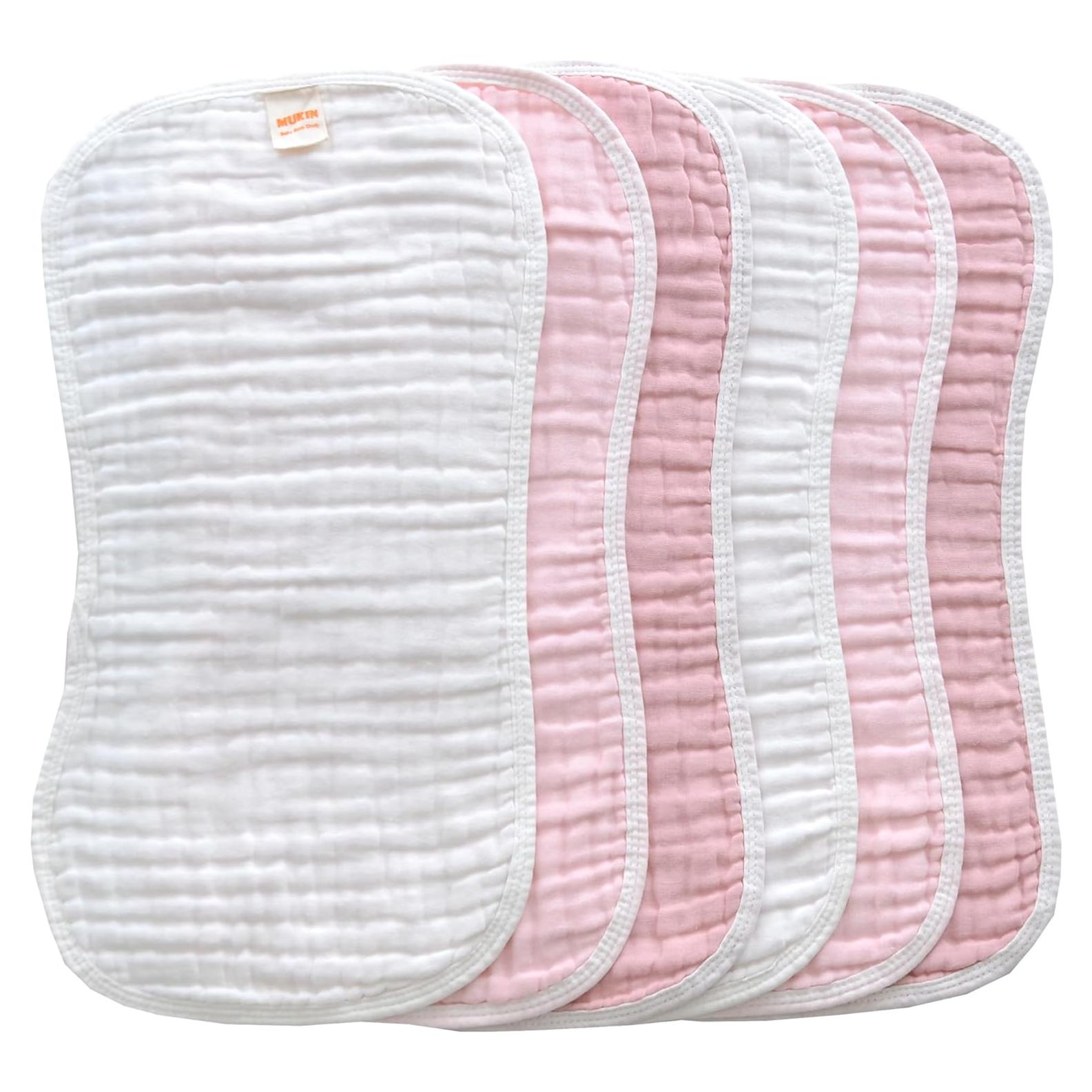 MUKIN Pañales de Muselina para Bebés 6 Piezas 50.8x25.4 cm Rosa