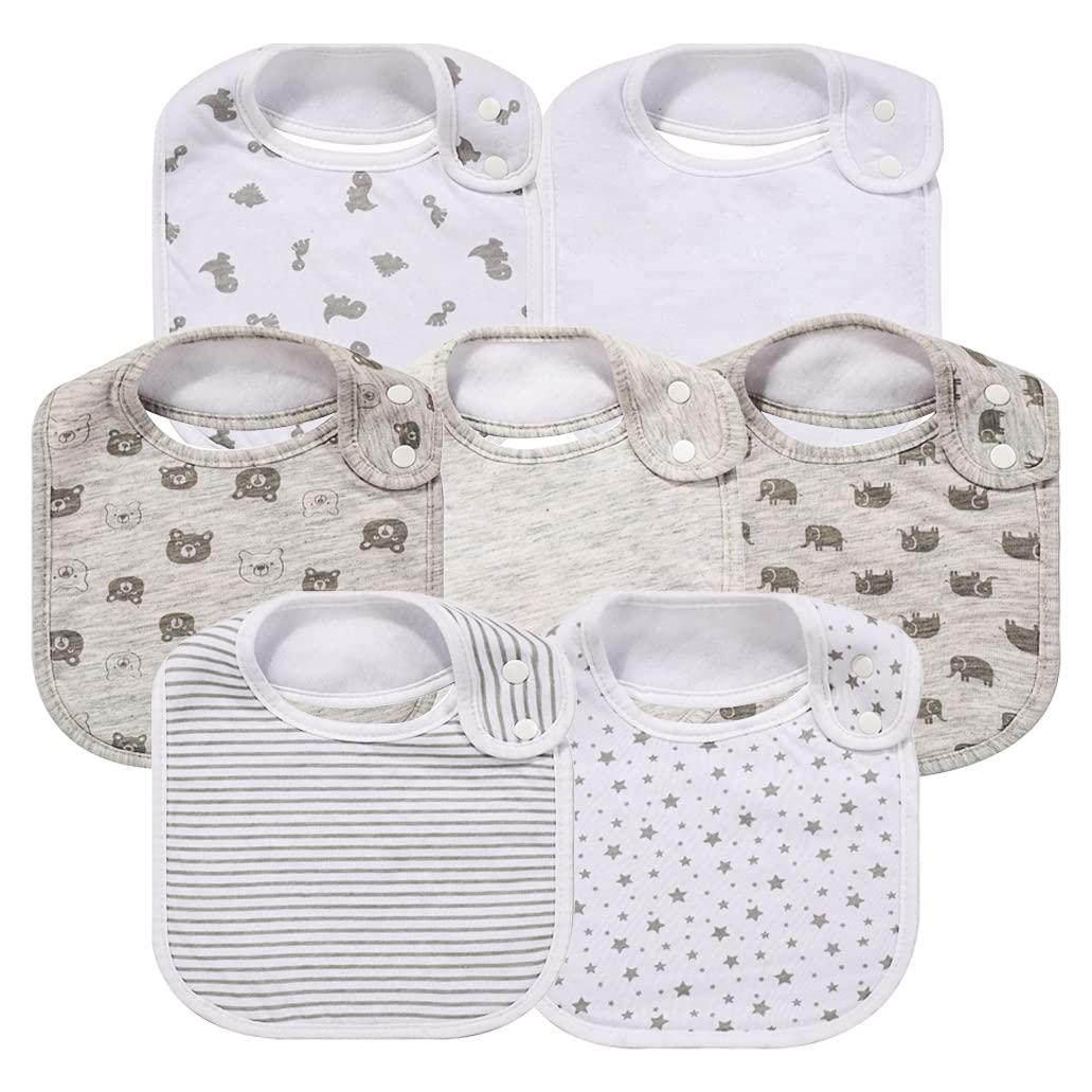 Paquete de 7 Baberos de Algodón Absorbentes para Bebés