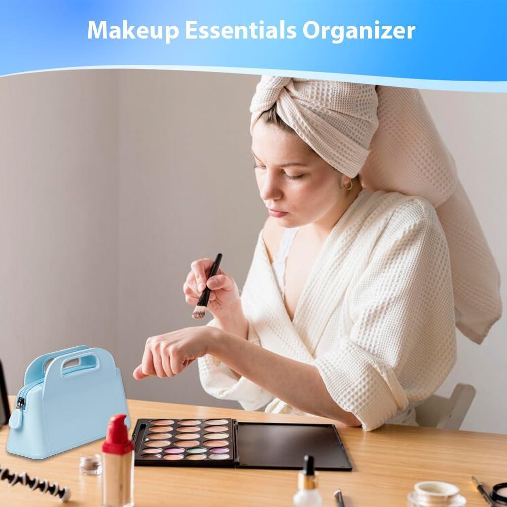 Bolsa de Maquillaje de Viaje Marhaliya Azul Silicona Impermeable