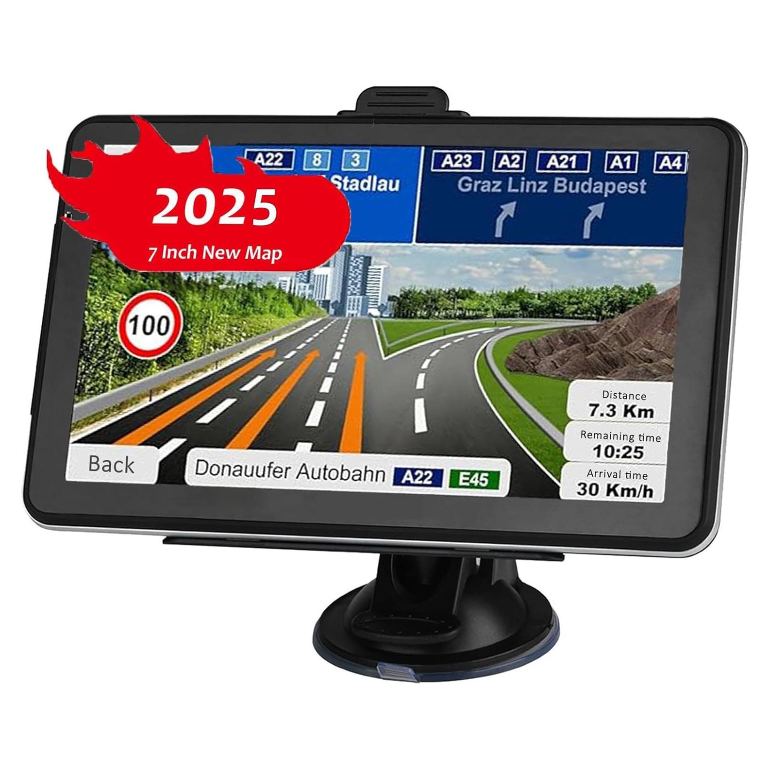 GPS para Automóvil LONGRUF 7" Pantalla Táctil Mapa 2025