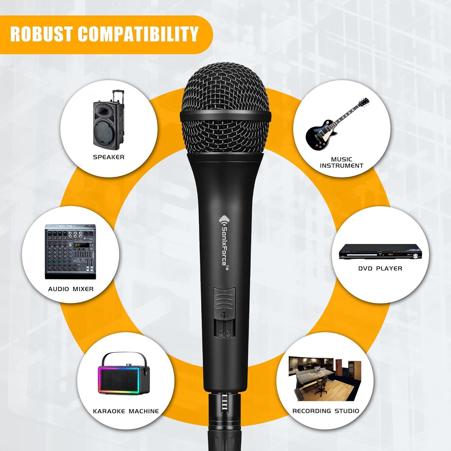 Micrófono Dinámico Profesional SonixForce SFYS26N 4.88m XLR
