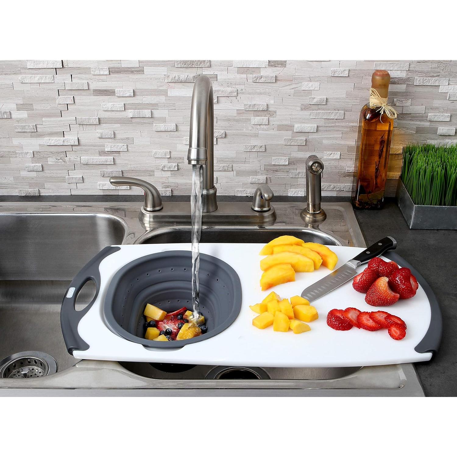 Tabla de Cortar y Escurridor Dexas 57x30 cm Silicona