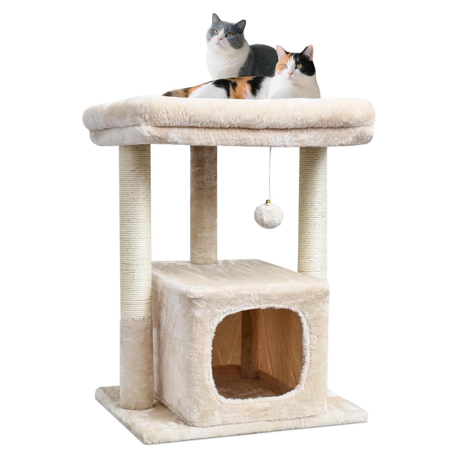 Árbol para Gatos SYANDLVY 50x40x68.6 cm Beige con Rascador