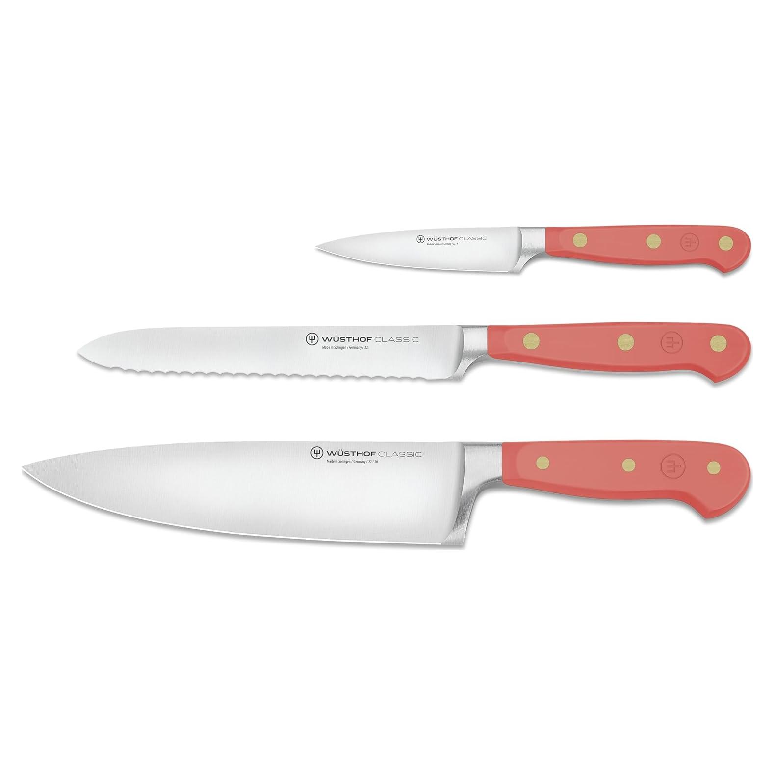 Juego de cuchillos de chef WÜSTHOF Classic Coral Peach 3 piezas