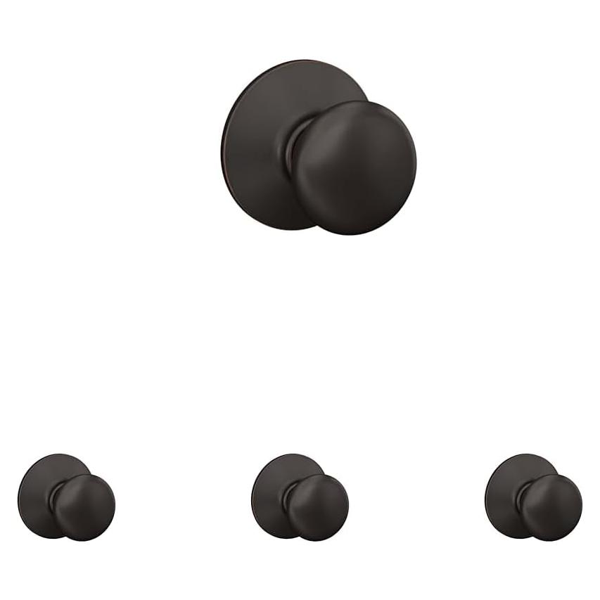 Pomos de Puerta Schlage F10 Plymouth Bronce Envejecido Paquete de 4