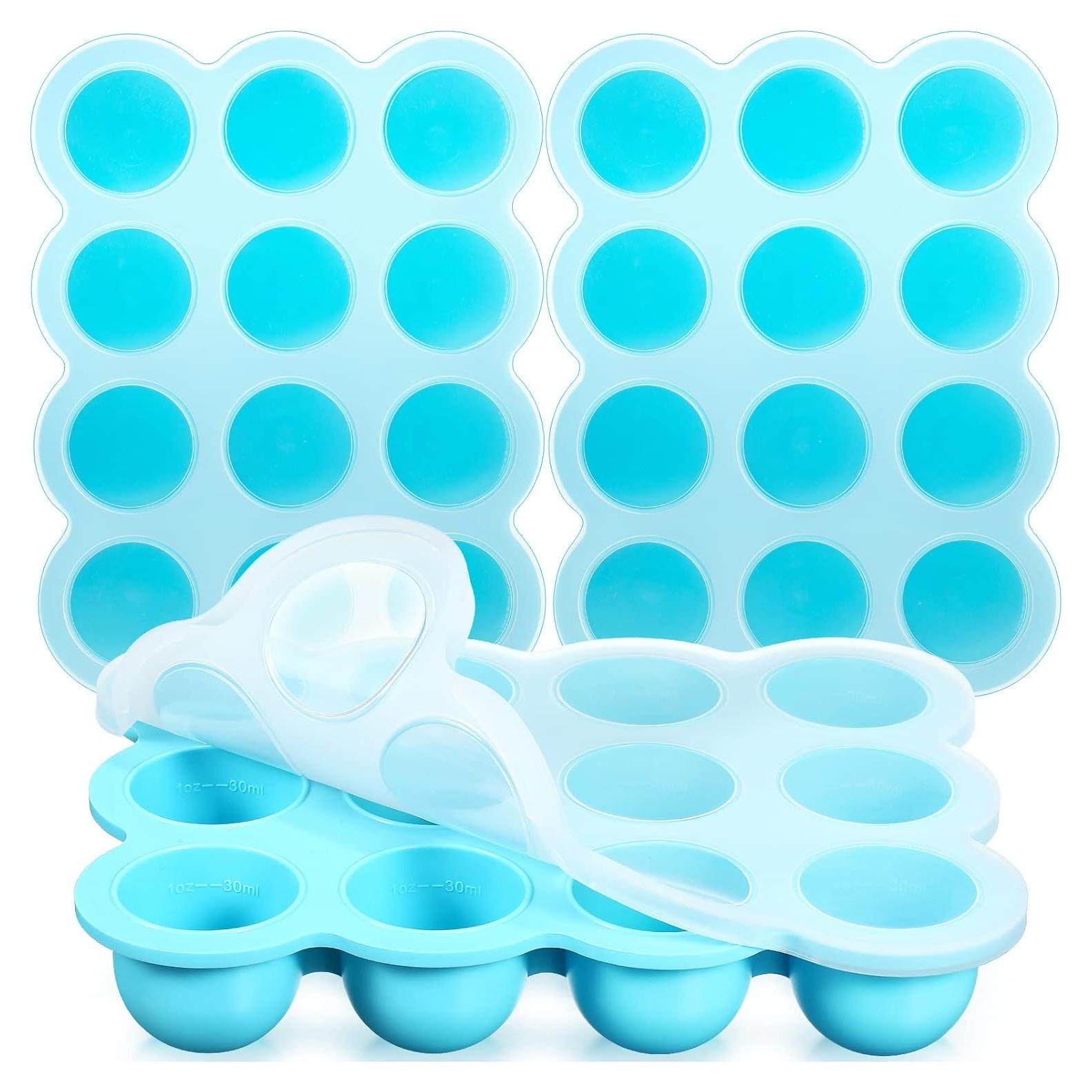 3 Contenedores de Almacenamiento de Comida para Bebés Azul - Silicona