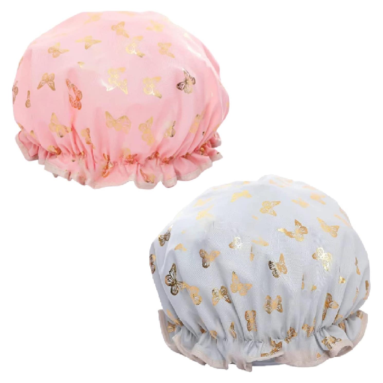 Gorras de Ducha Reutilizables WATAWA Doble Capa Impermeables 2 Pcs