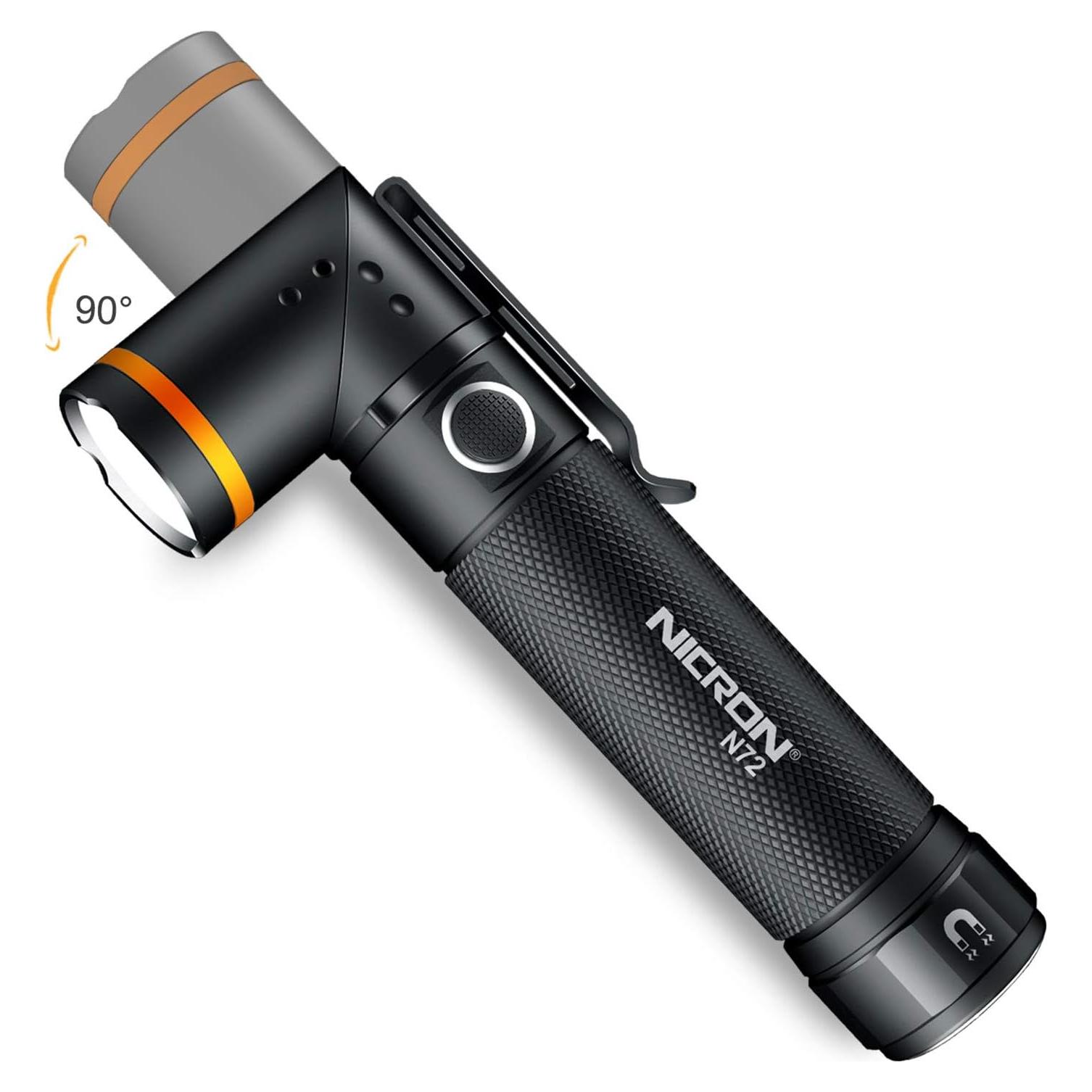 Linterna Táctica LED NICRON N72 800 Lúmenes IPX4 90°