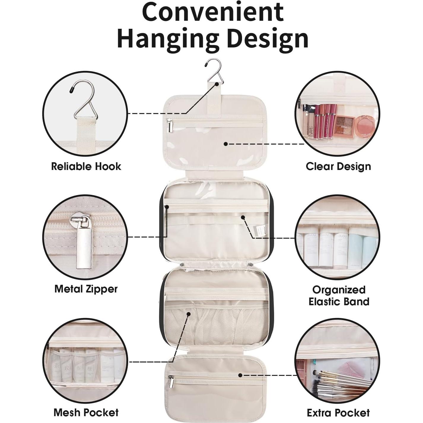 Bolsa de Aseo de Viaje Narwey Grande Negra 30.5x22x13 cm