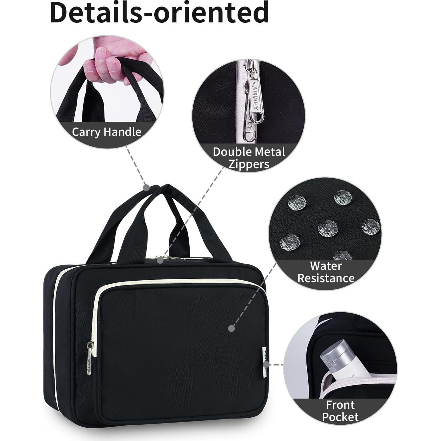 Bolsa de Aseo de Viaje Narwey Grande Negra 30.5x22x13 cm