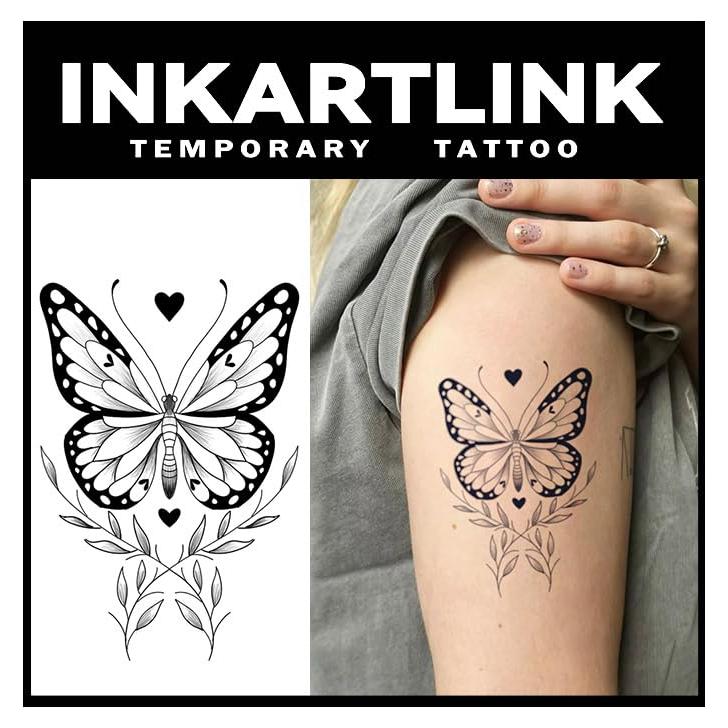 Tatuaje Semipermanente INKARTLINK Hojas de Mariposa 12x8cm