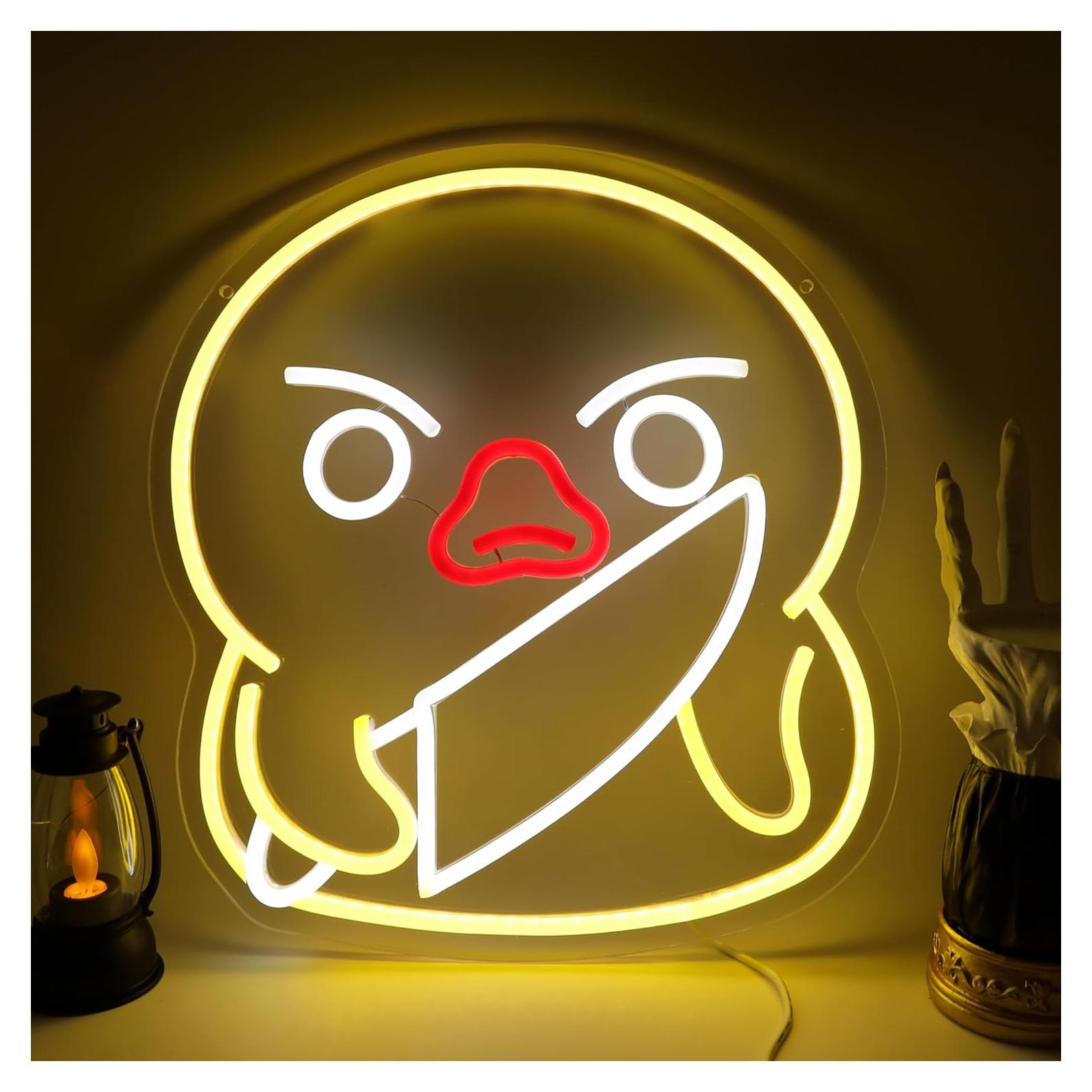 Lámpara de Neón LED Pato Asesino Amarillo 37.4x34.5cm