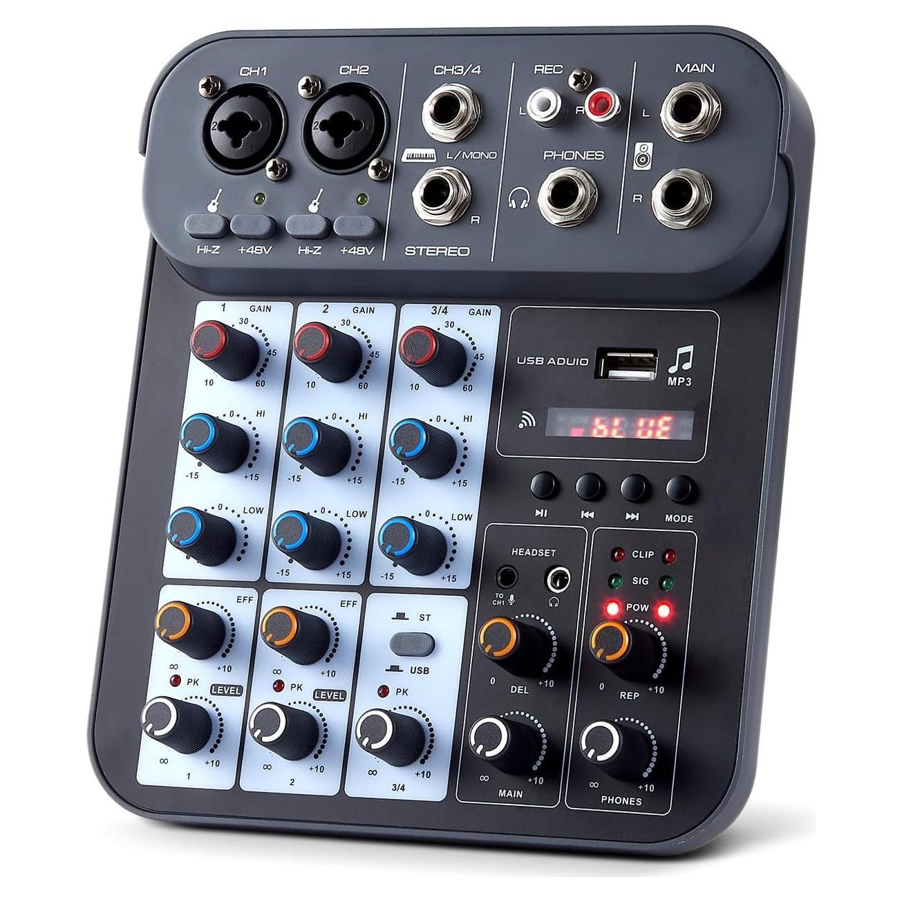 Mezclador de Audio DJ 4 Canales G4B con Bluetooth y USB