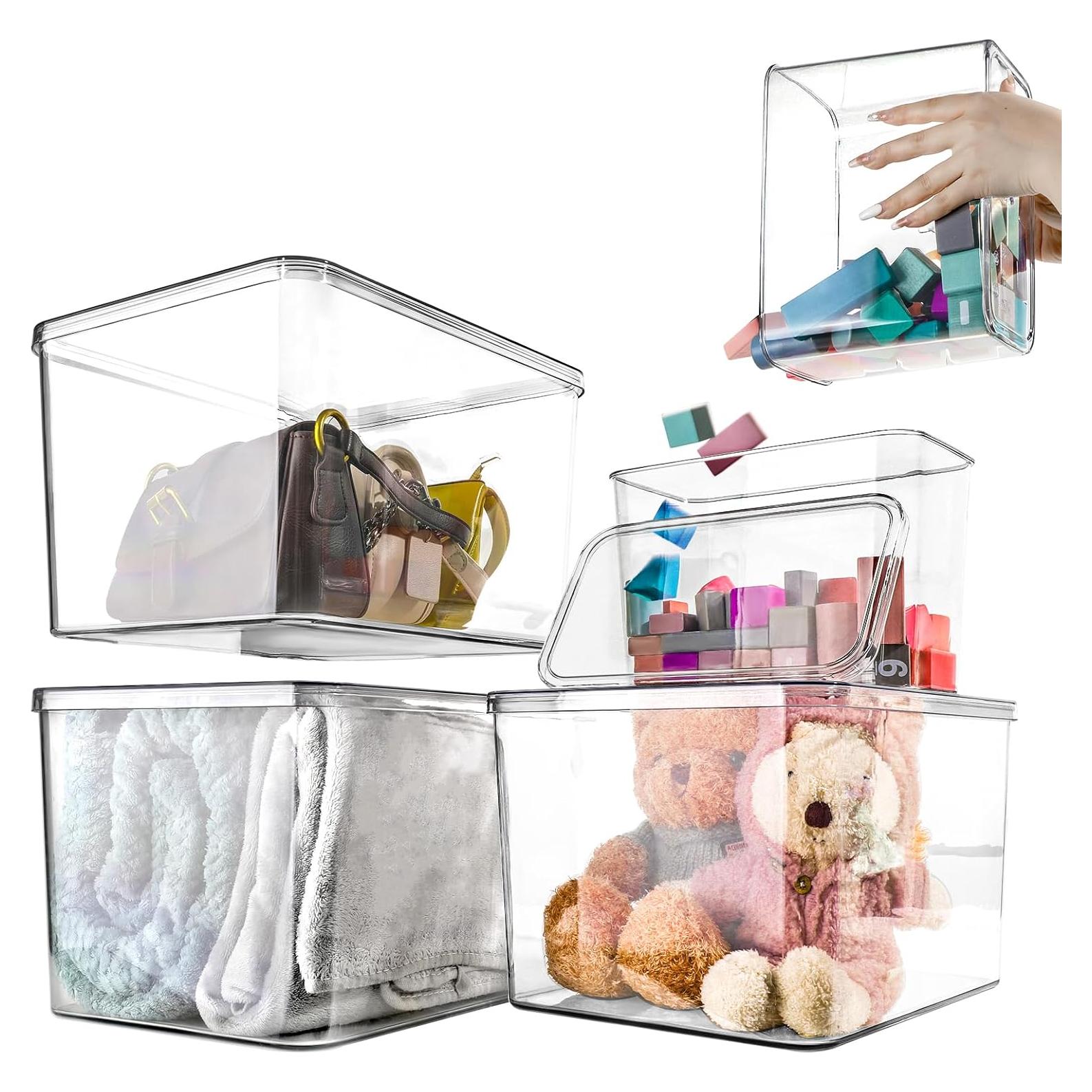 Cajas de Almacenamiento SGOOSTOOD 5 Piezas Apilables Transparentes