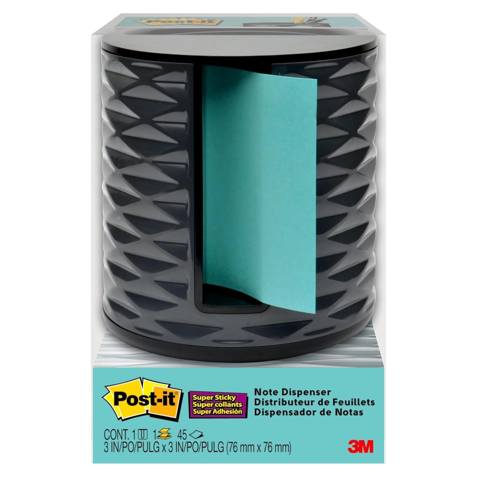 Dispensador de Notas Post-it Vertical Negro Geométrico con Notas 7.6x7.6cm