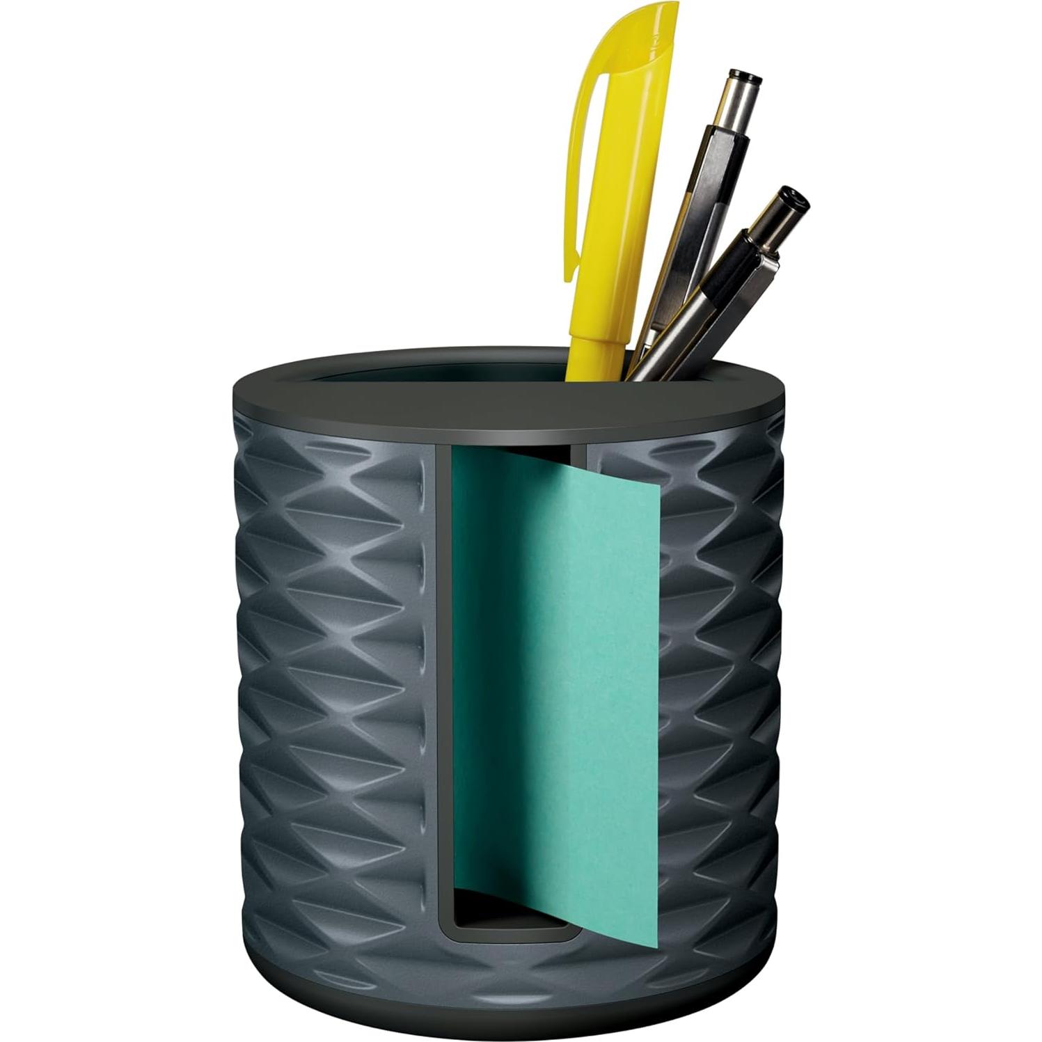 Dispensador de Notas Post-it Vertical Negro Geométrico con Notas 7.6x7.6cm