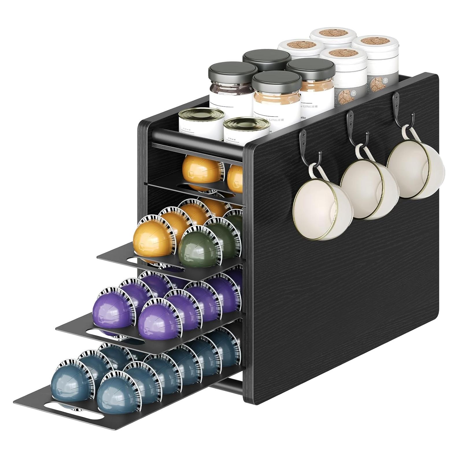 Soporte para Cajón de Cápsulas de Café YATINEY 72 Cápsulas Negro