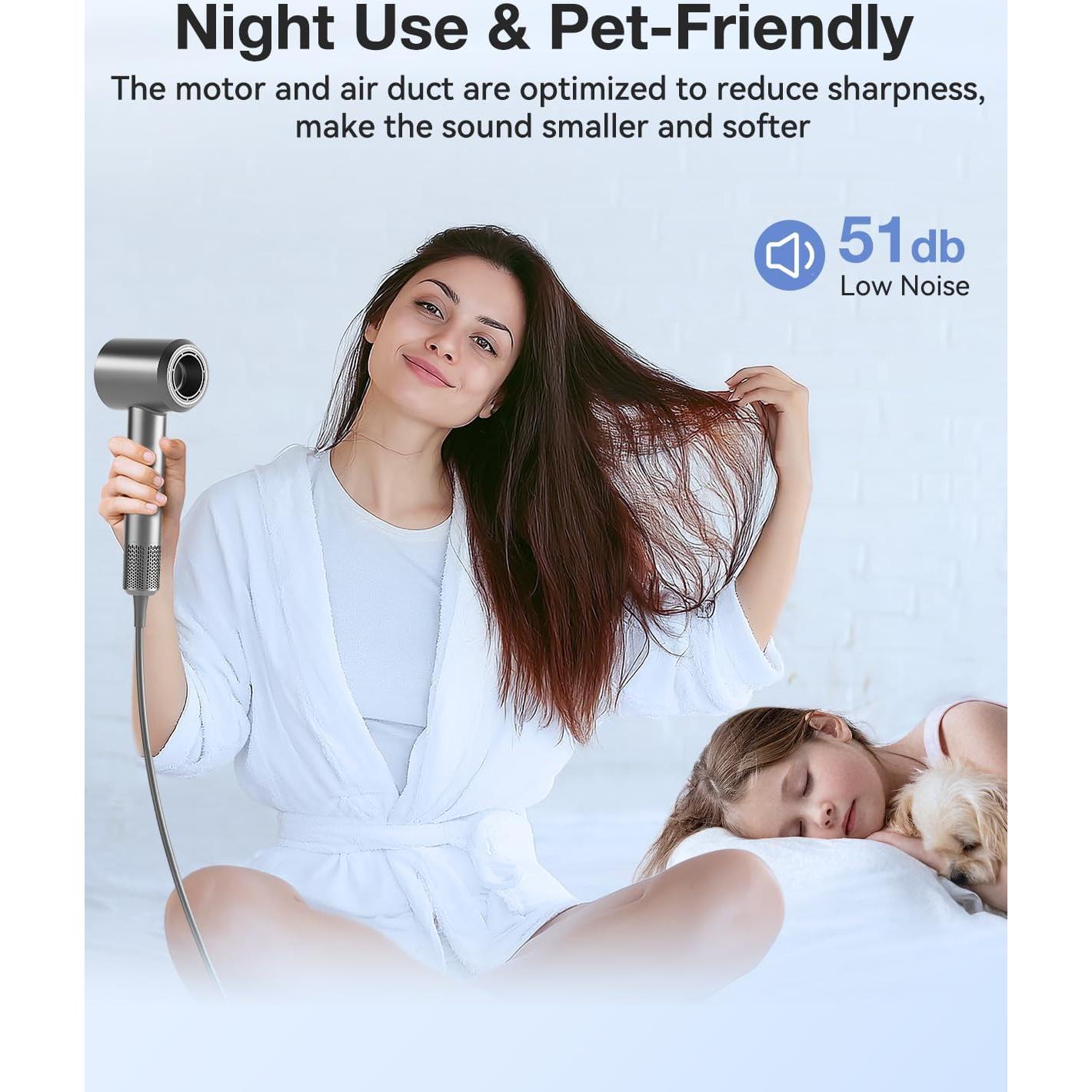 Secador de Pelo Iónico Tailulu 160000 RPM Portátil Gris