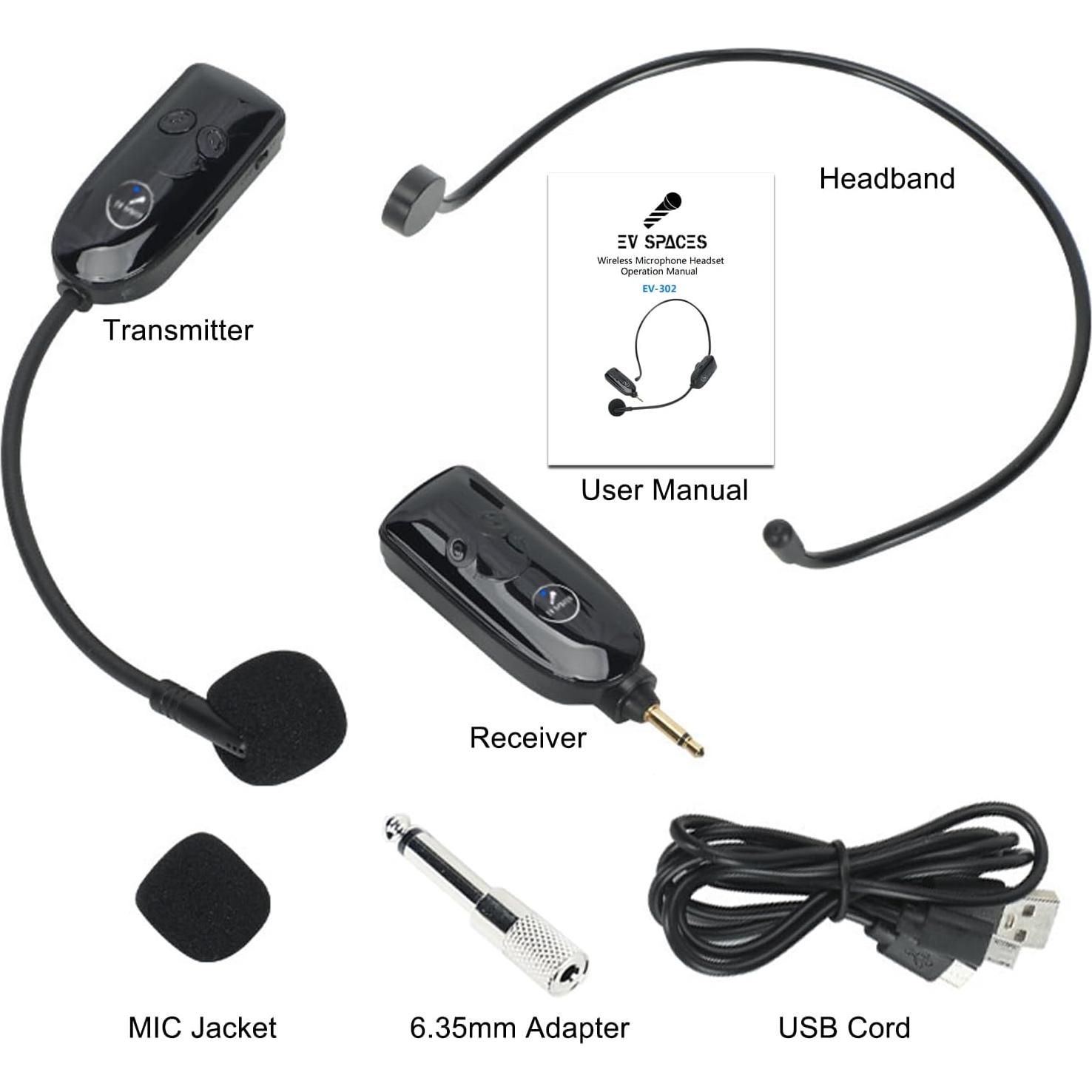 Auricular Inalámbrico EV SPACES con Micrófono UHF 50m