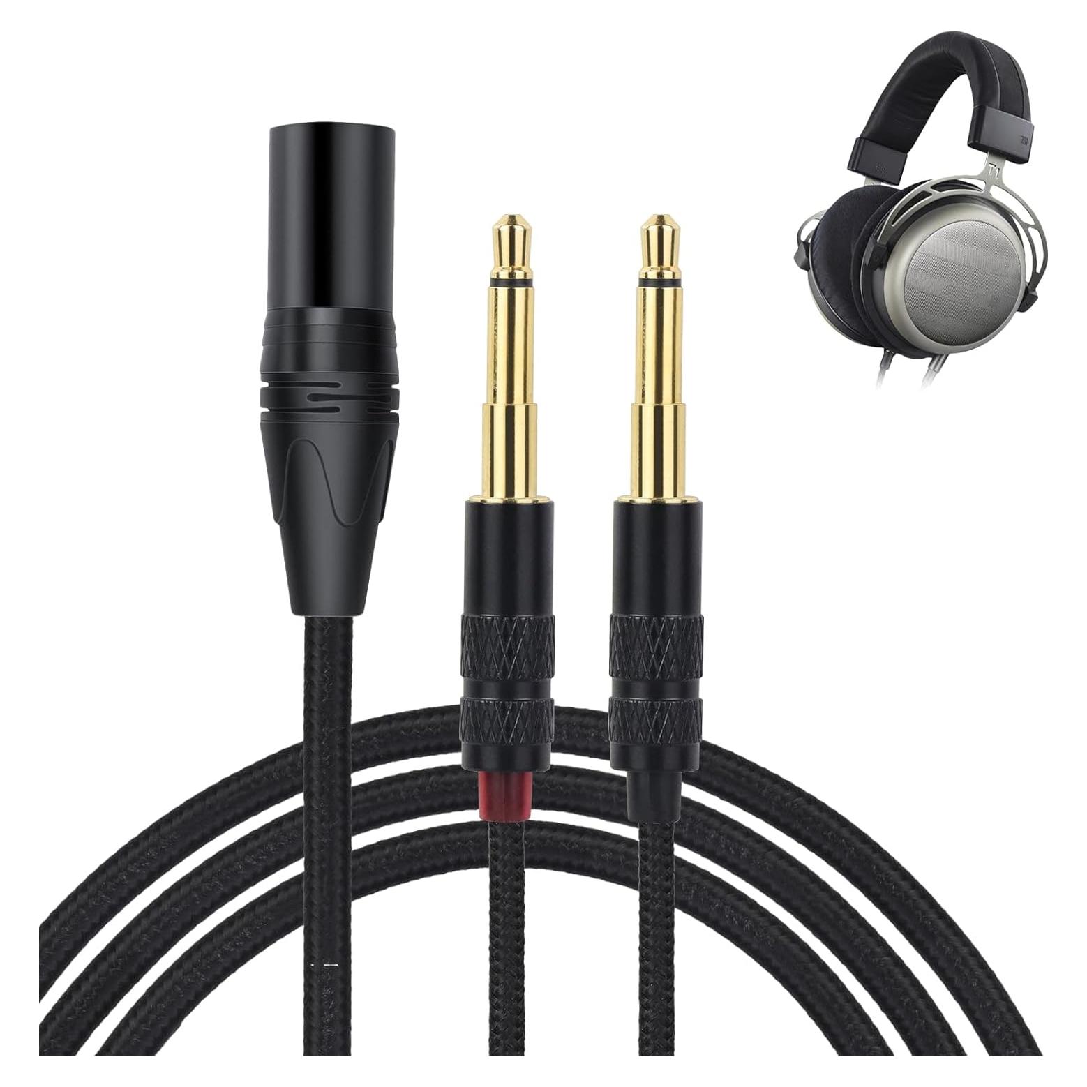 Cable de Auriculares Dual 3.5mm a XLR okcsc 2m Trenzado Nylon