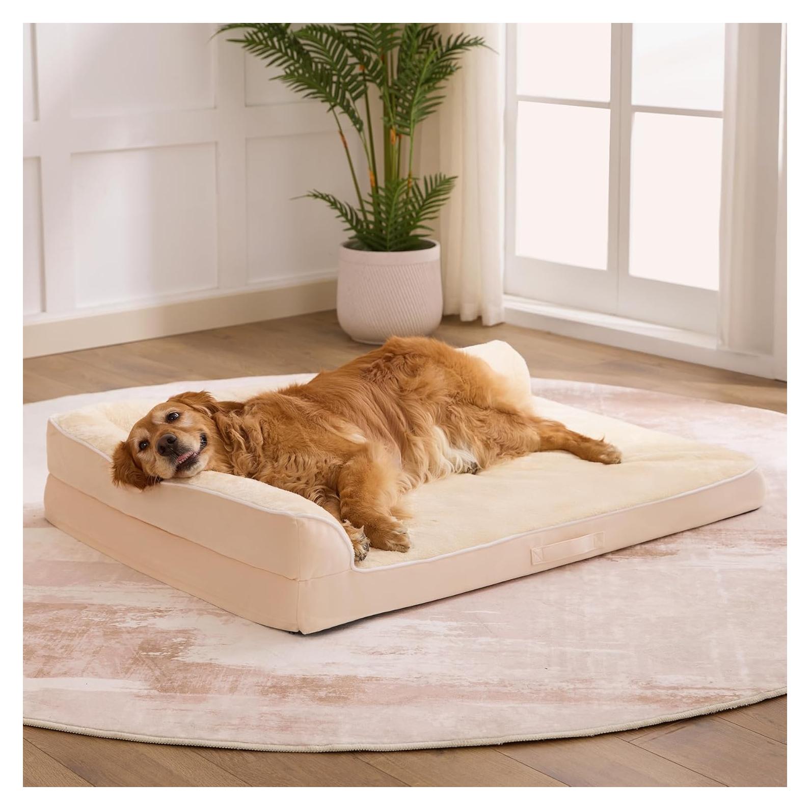 Cama Ortopédica para Perros Grandes Aeroluxe Beige 91x68cm