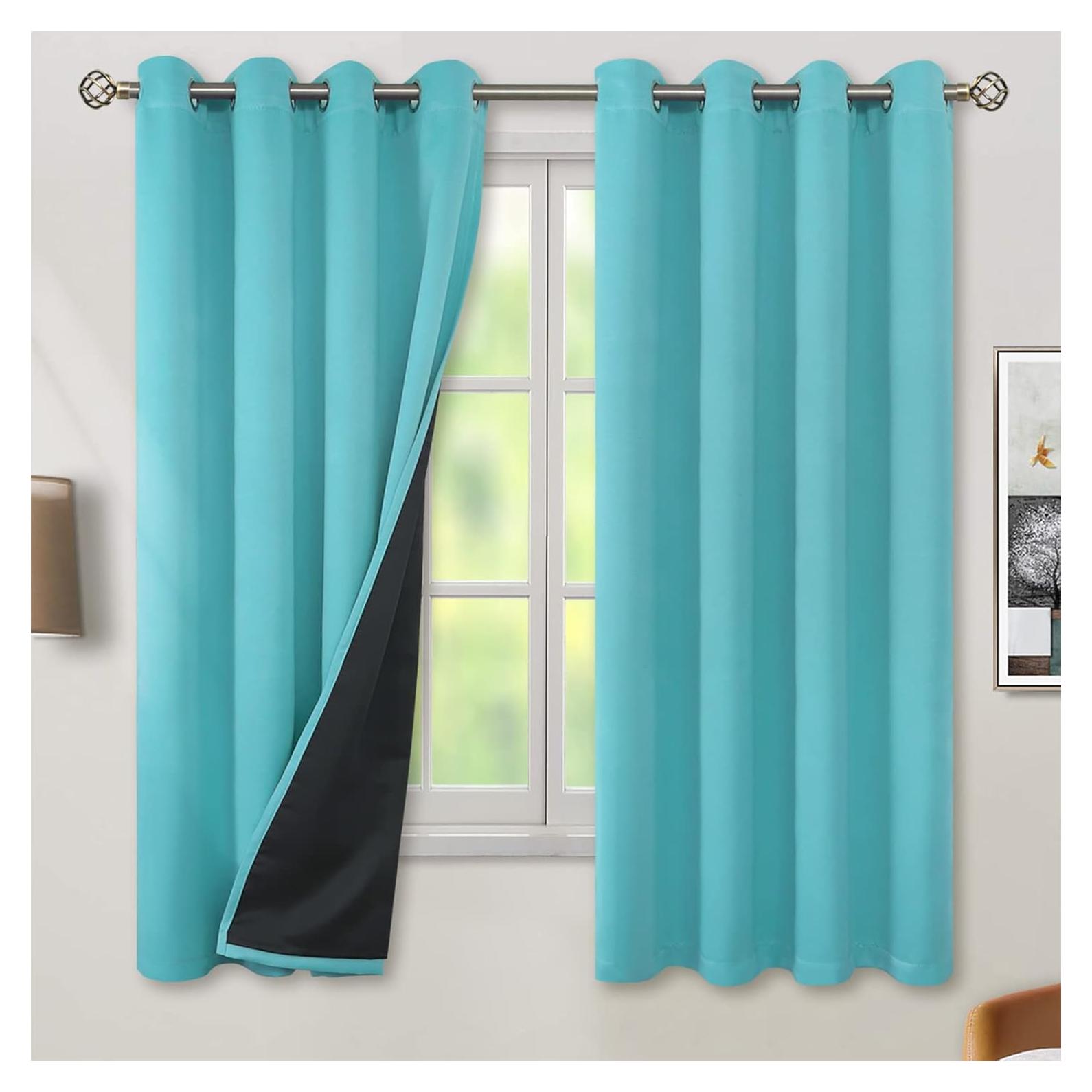 Cortinas Térmicas Aisladas BGment 132x160 cm Aqua 2 Paneles
