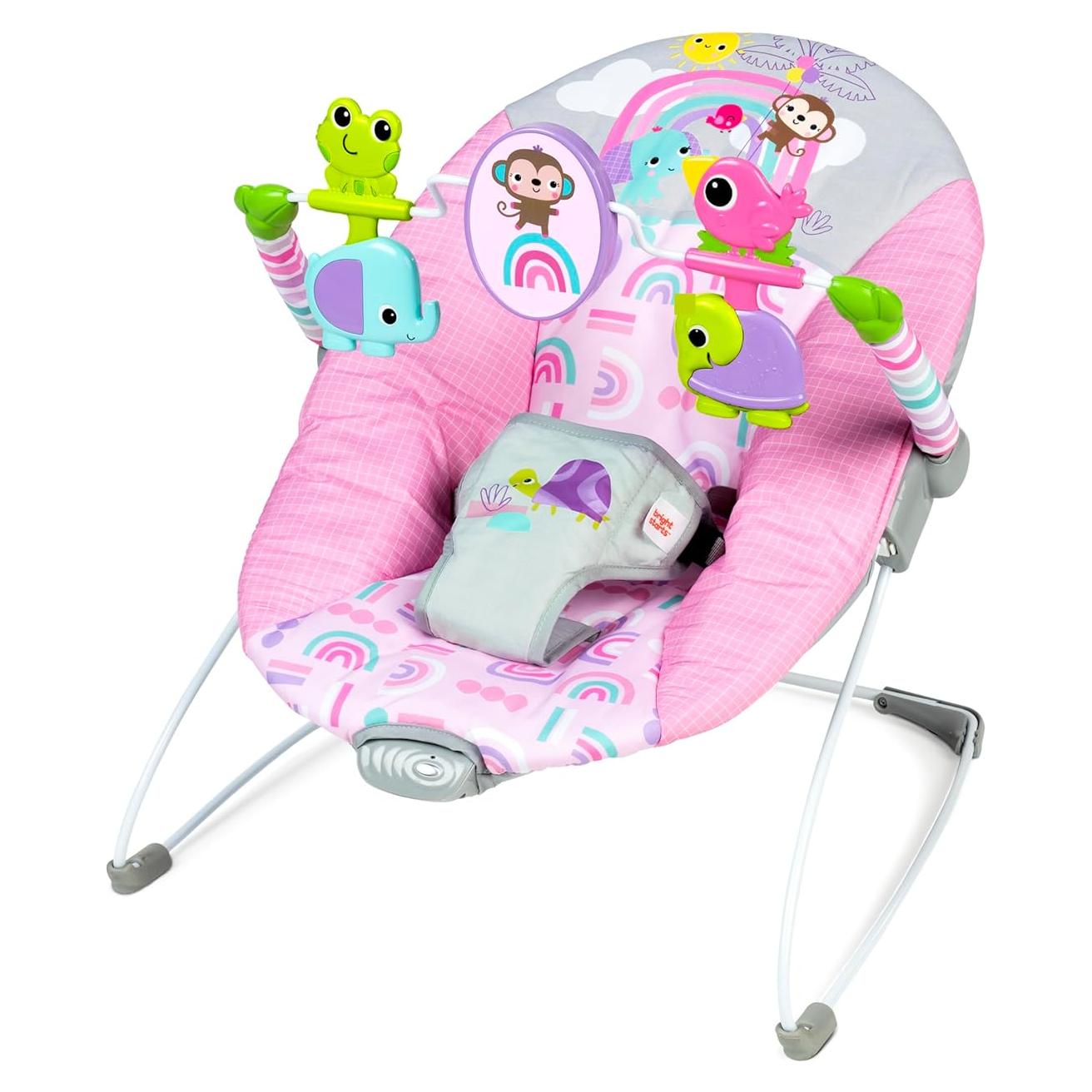 Bouncer Portátil Bright Starts Pink Paradise con Vibraciones