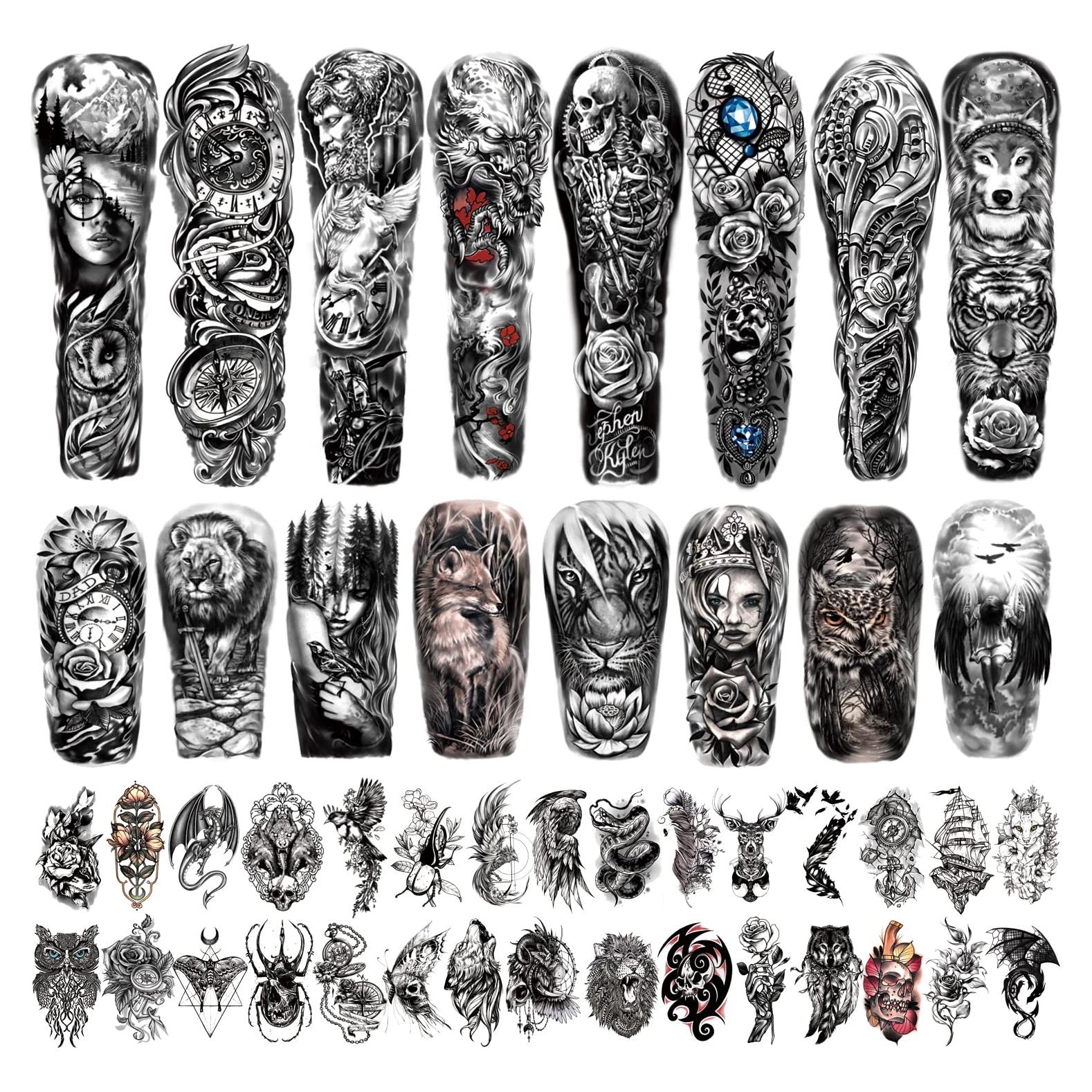 Tatuaje Temporal de Brazo Completo Metuu 58x18cm Impermeable