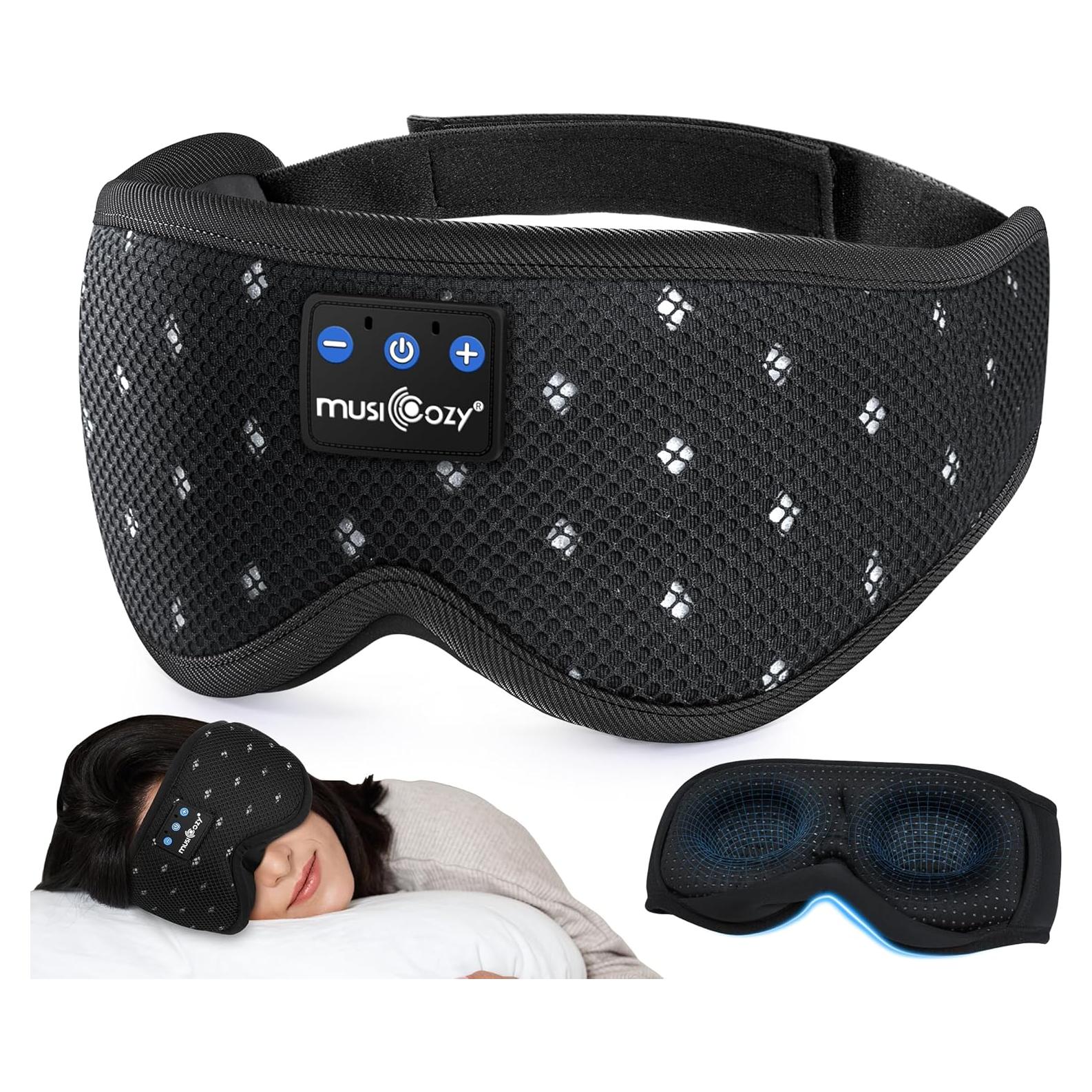 MUSICOZY Máscara Bluetooth para Dormir con Auriculares 15h