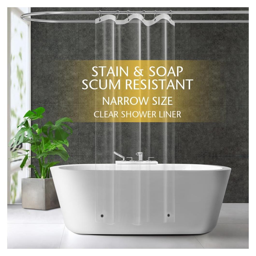 Cortina de Ducha ZEMAHOME 91.44x182.88 cm Transparente PEVA