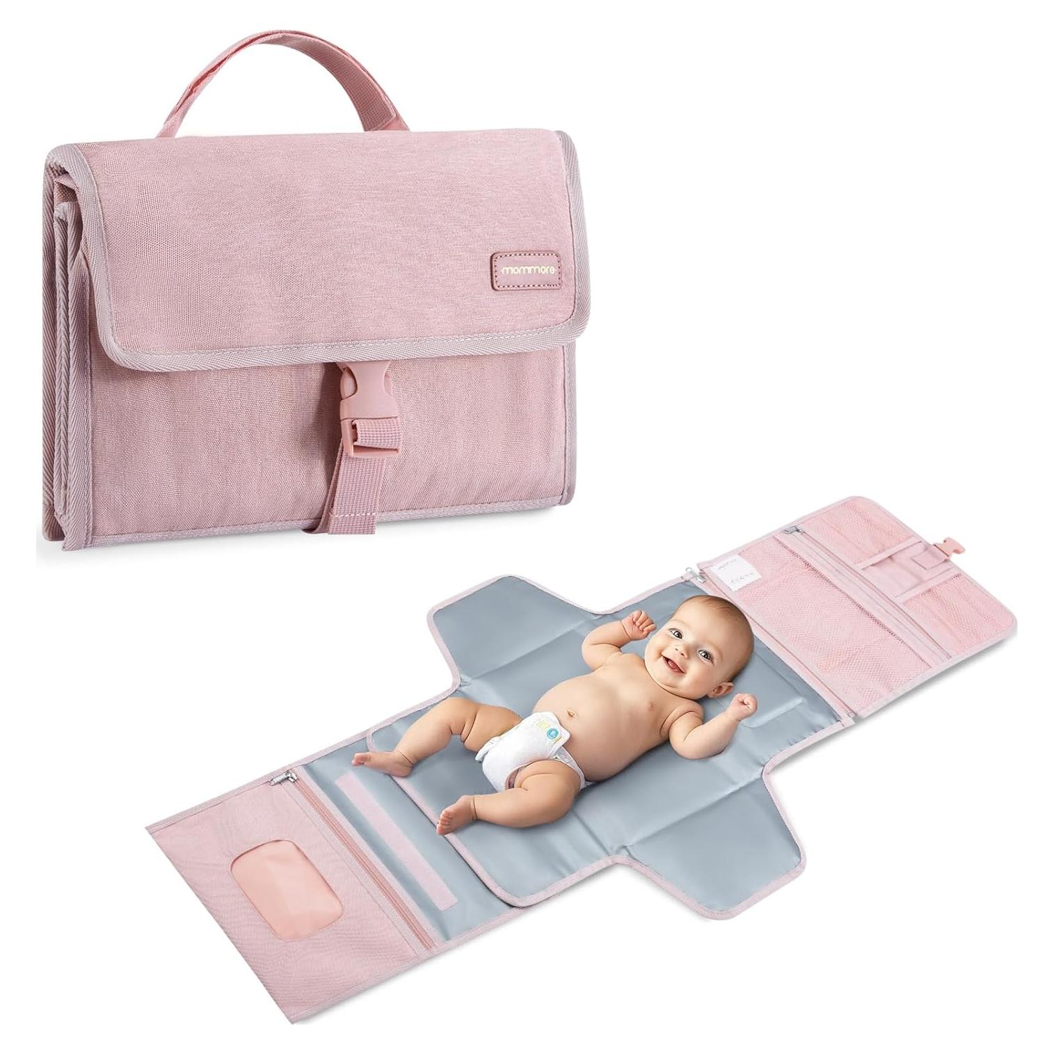 Almohadilla de Cambio Portátil Mommore Rosa Expandible 90-116 cm