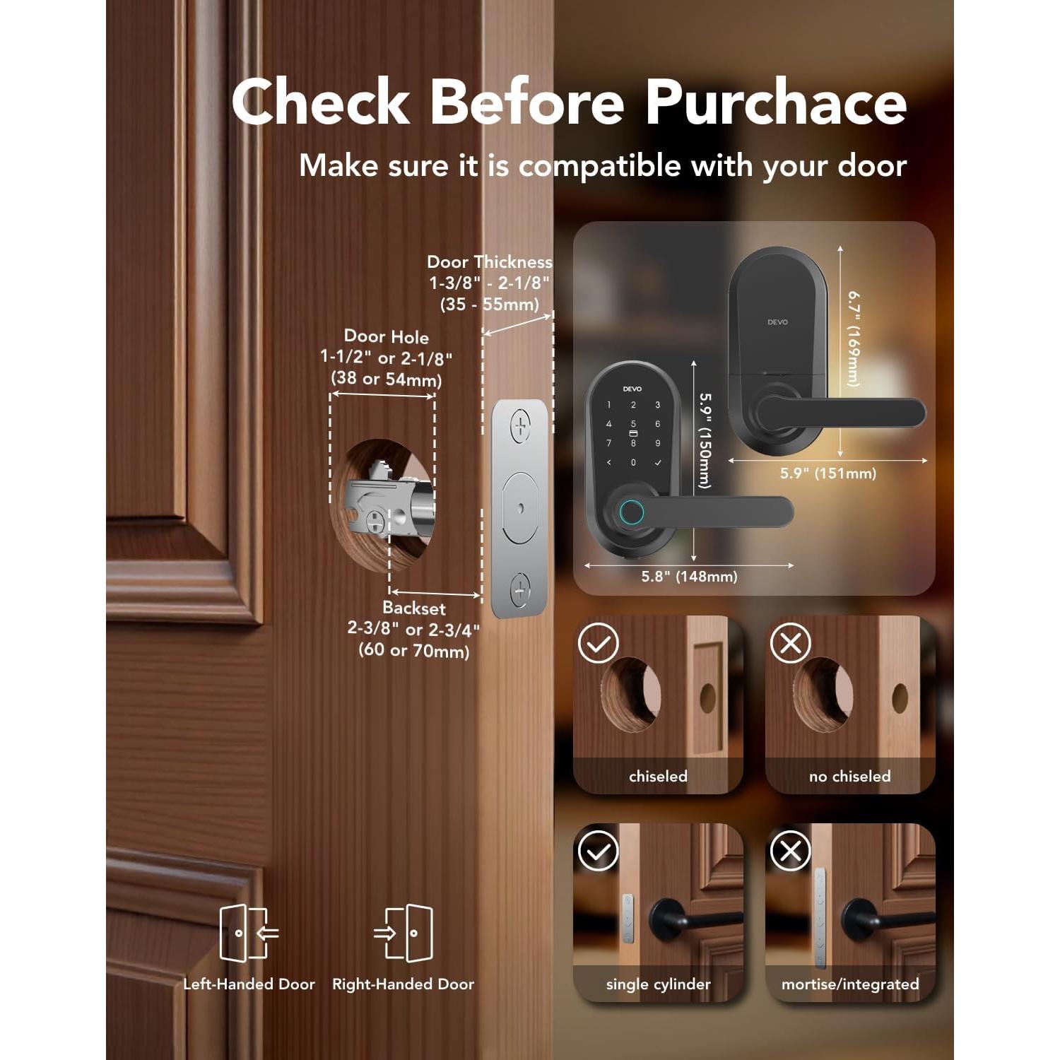 Cerradura Inteligente Devo G7 con Huella Dactilar y Wi-Fi