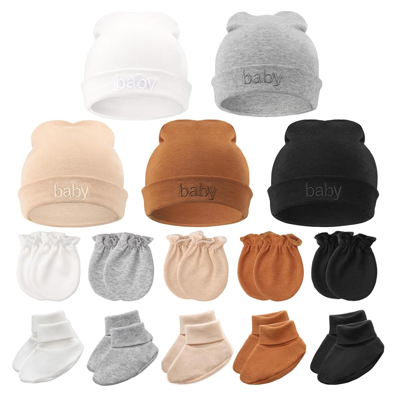 Conjunto Gorro Manoplas Calcetines Bebé BQUBO Algodón 0-6 Meses