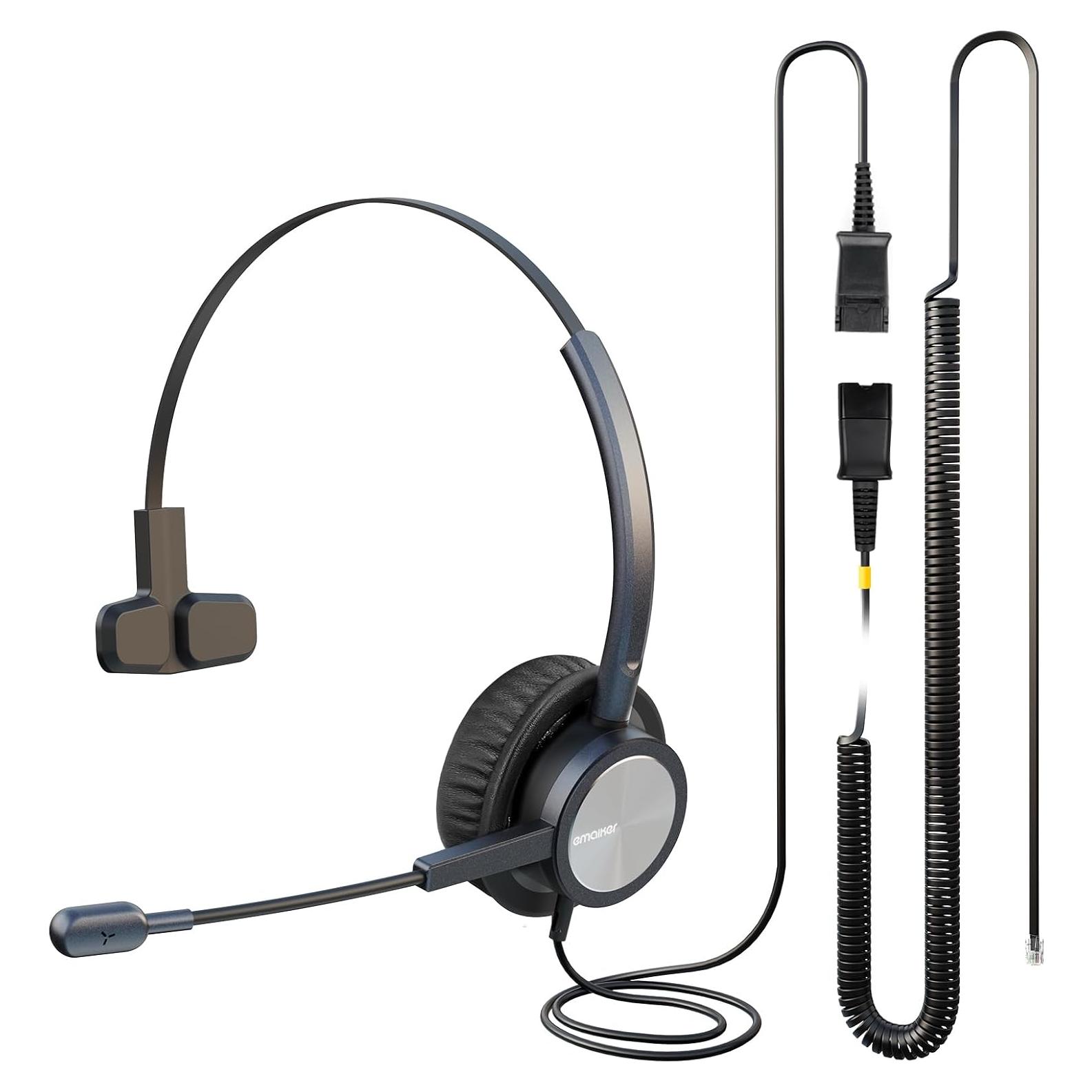 Auricular de Teléfono Emaiker Un Oído con Cable RJ9 para Cisco