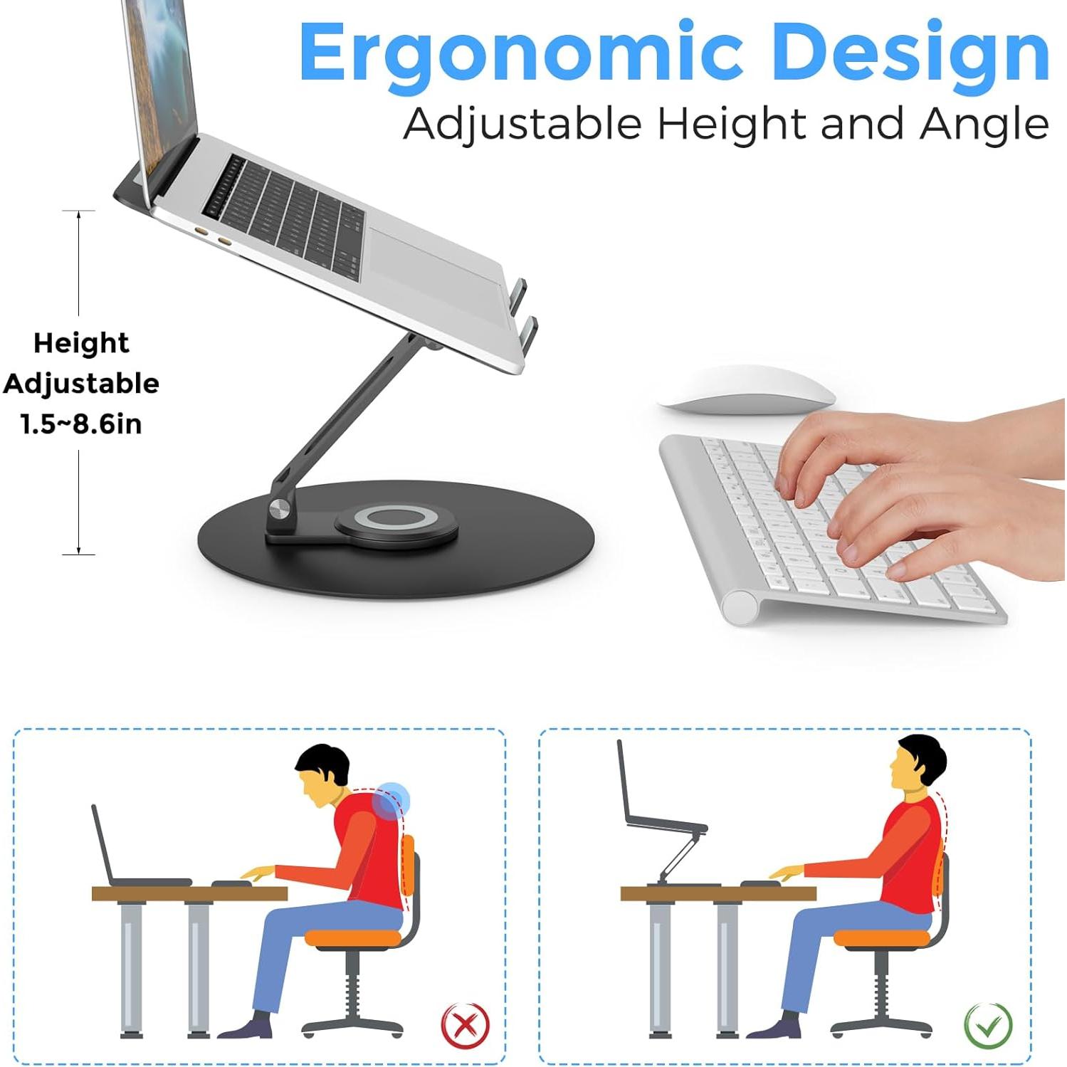 Soporte Giratorio para Laptop Epherie Ajustable 360° Negro