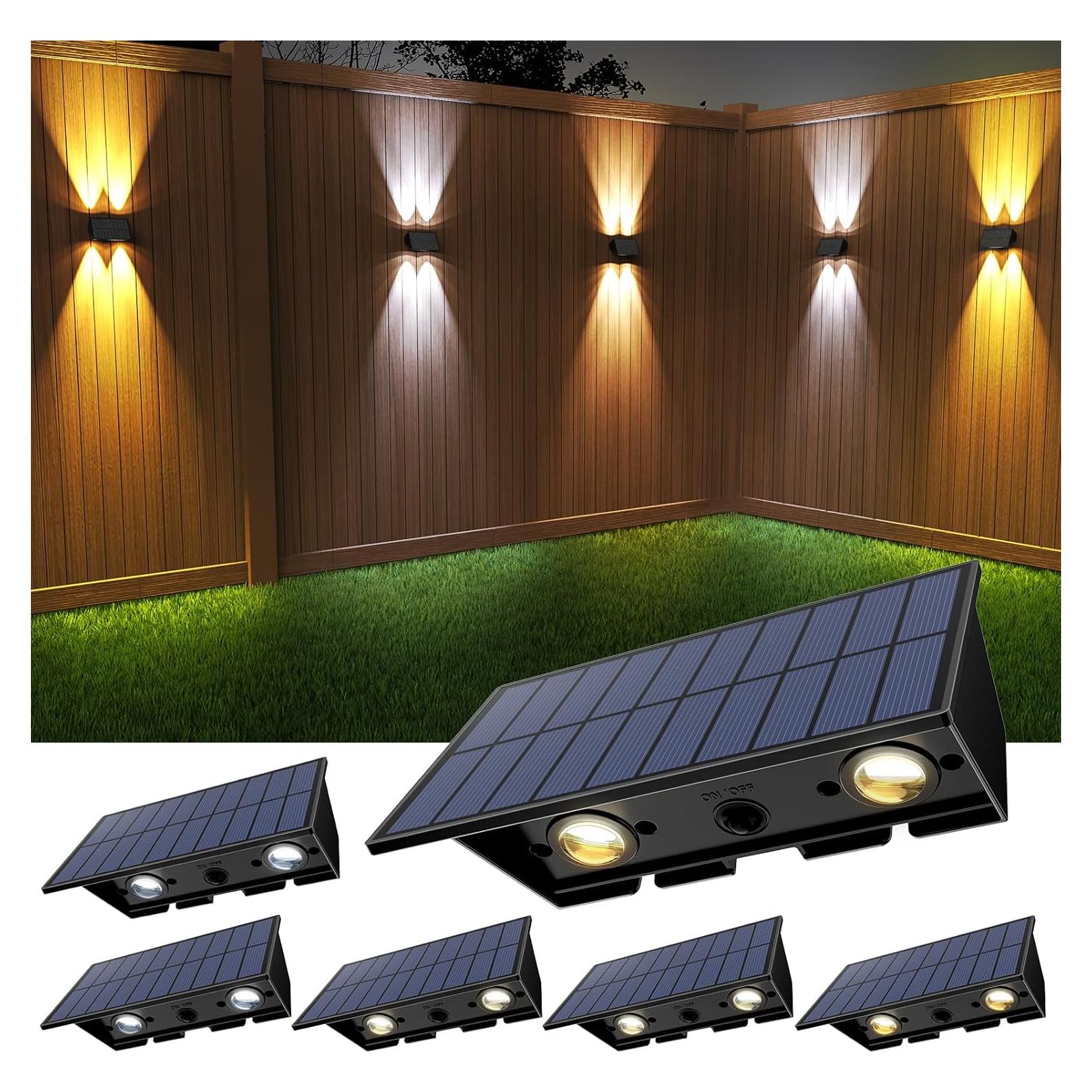 Luces Solares para Cercas UGDLUCK, Paquete de 6, 100 Lúmenes