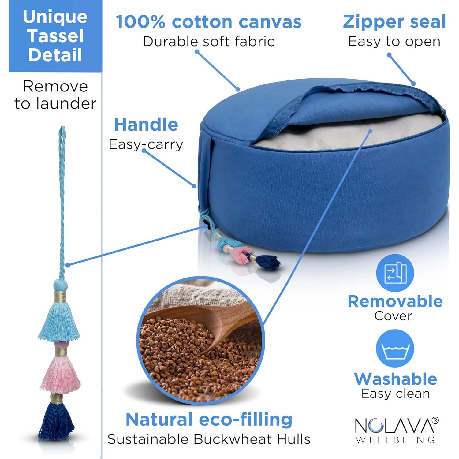 Cojines de Meditación Zafu y Zabuton Nolava Algodón Azul