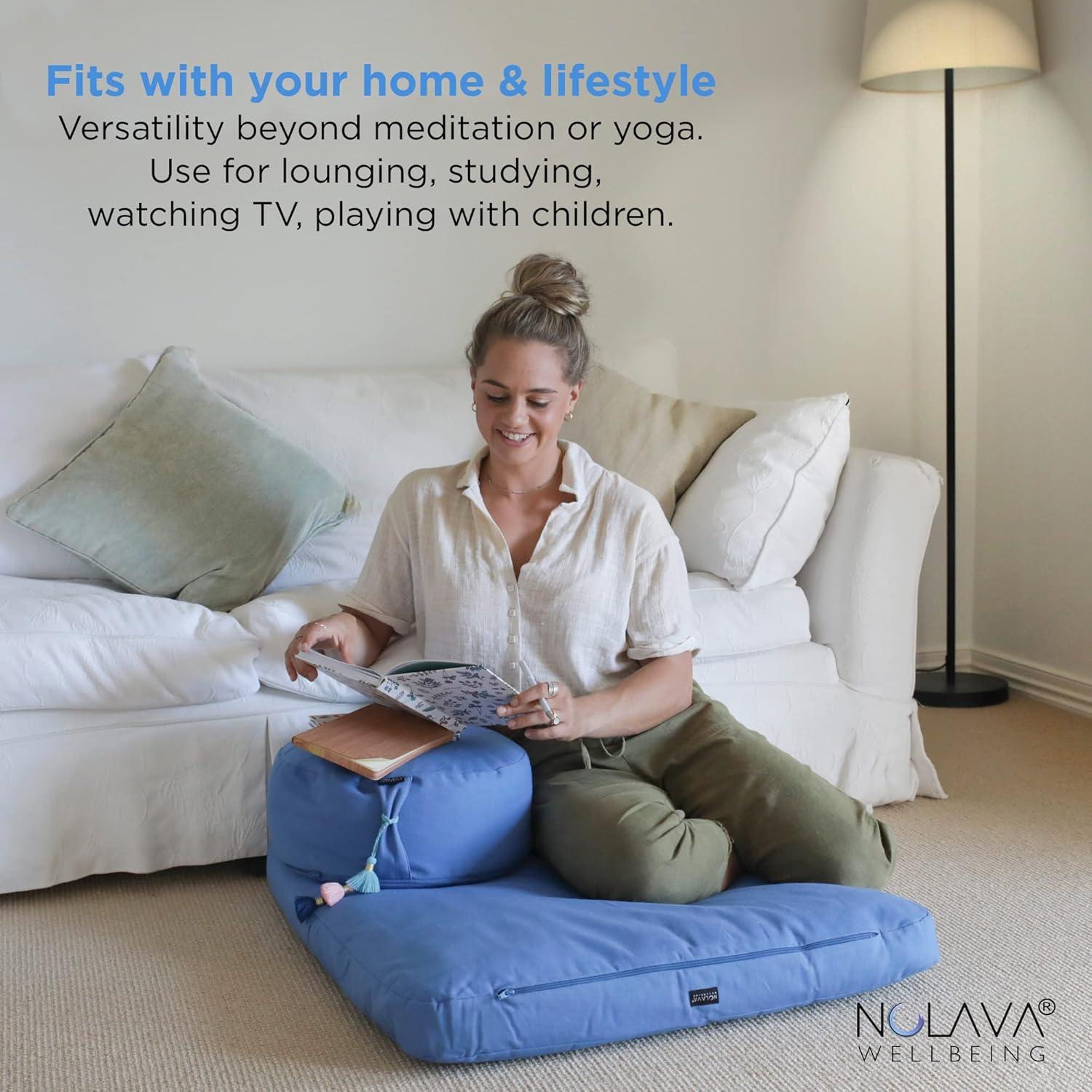 Cojines de Meditación Zafu y Zabuton Nolava Algodón Azul