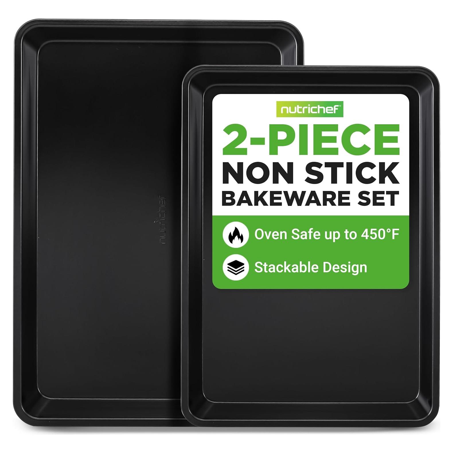 NutriChef Juego de 2 Bandejas Antiadherentes para Hornear 1.49 kg