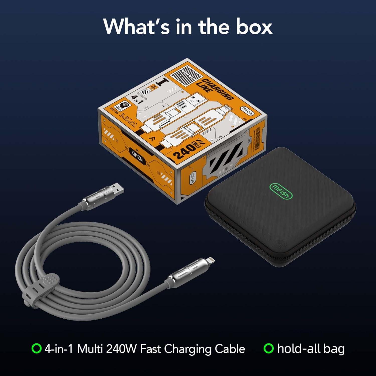 Cable USB 4-en-1 MFish 240W Rápido 2m Gris