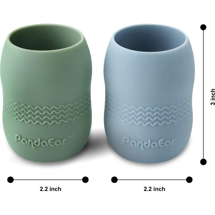 Taza de Silicona PandaEar para Bebé 2 Piezas Azul/Verde