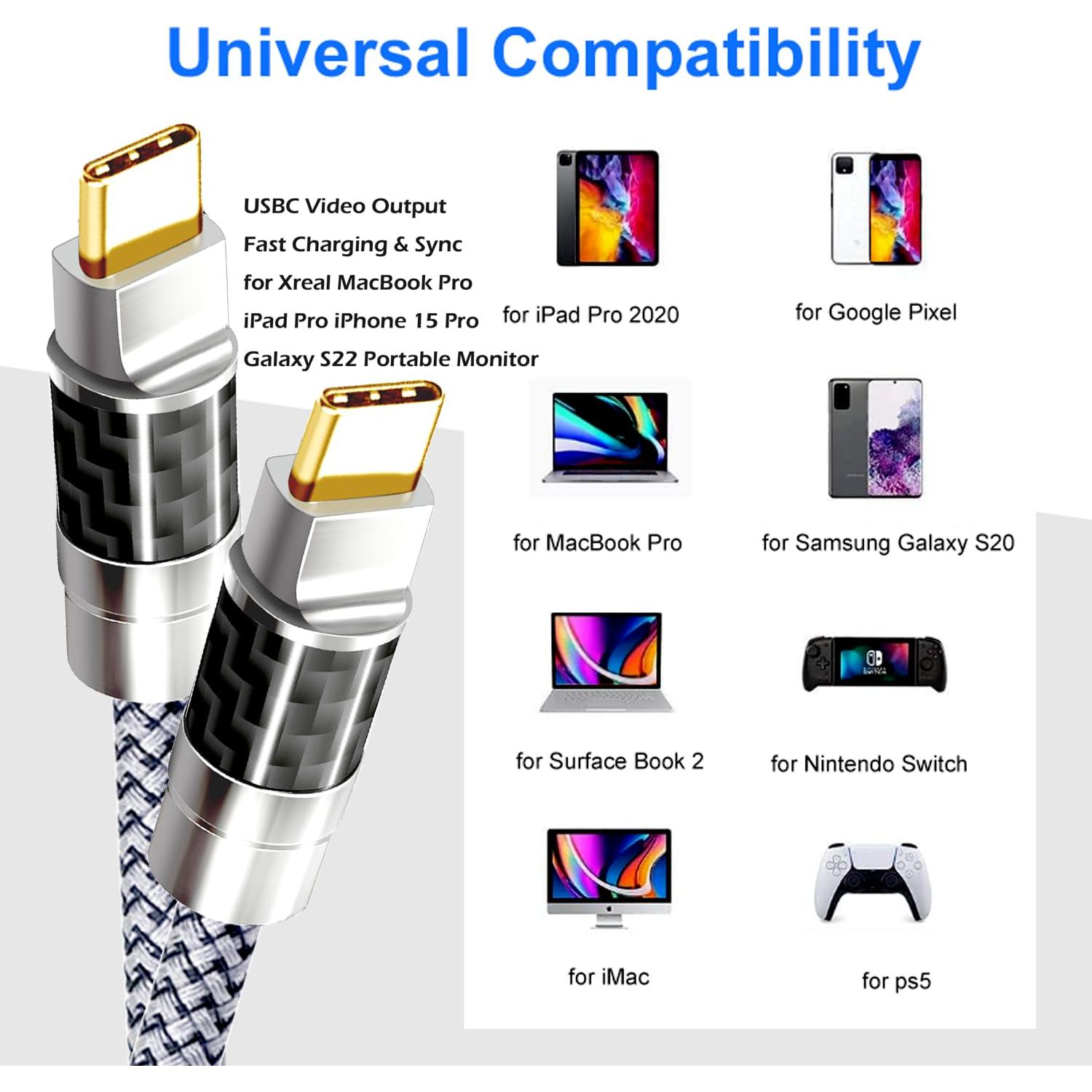 Cable USB Tipo C 1.83M Yotetion 4K 240W Carga Rápida