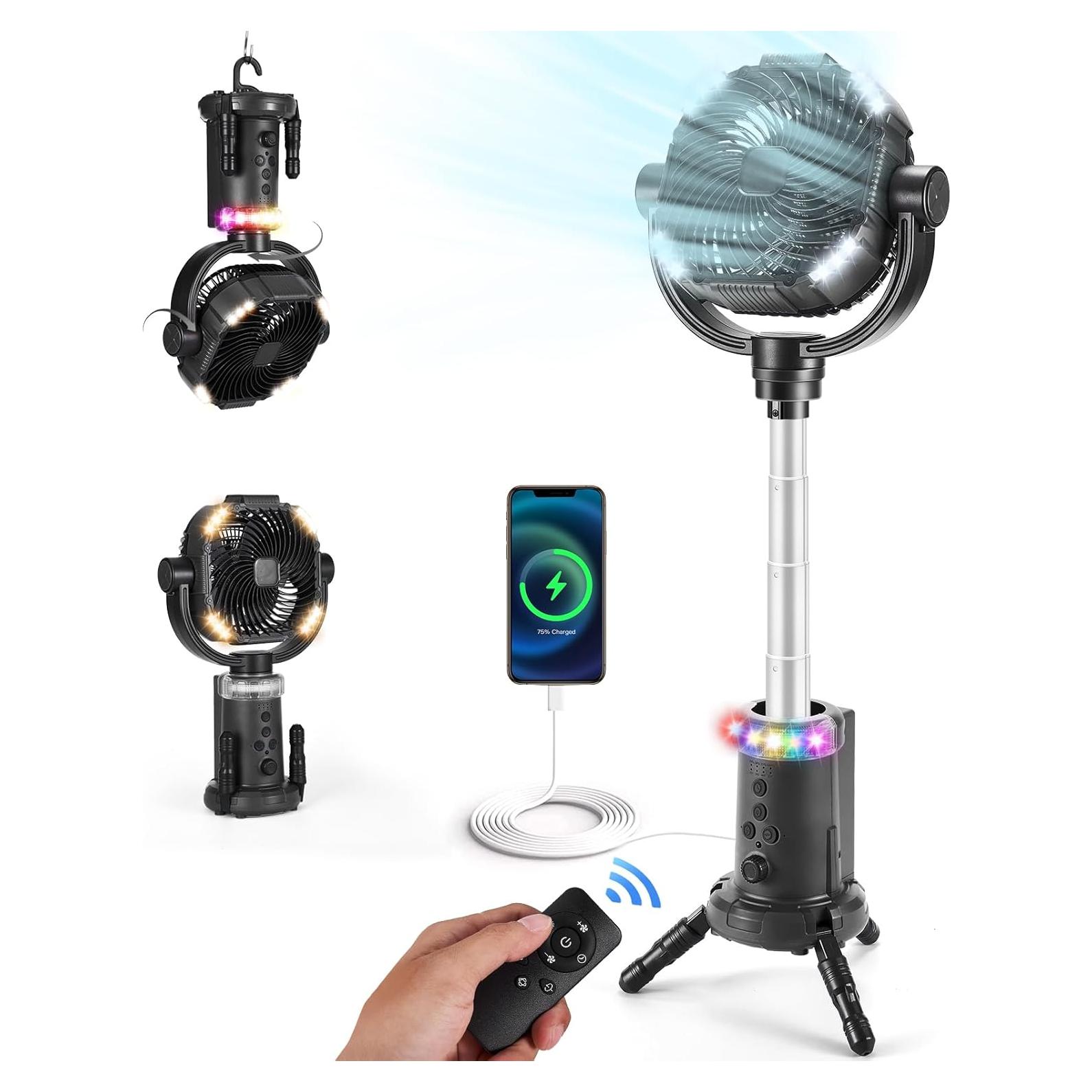 Ventilador de Camping Odoland 20000mAh con Linterna y Control Remoto